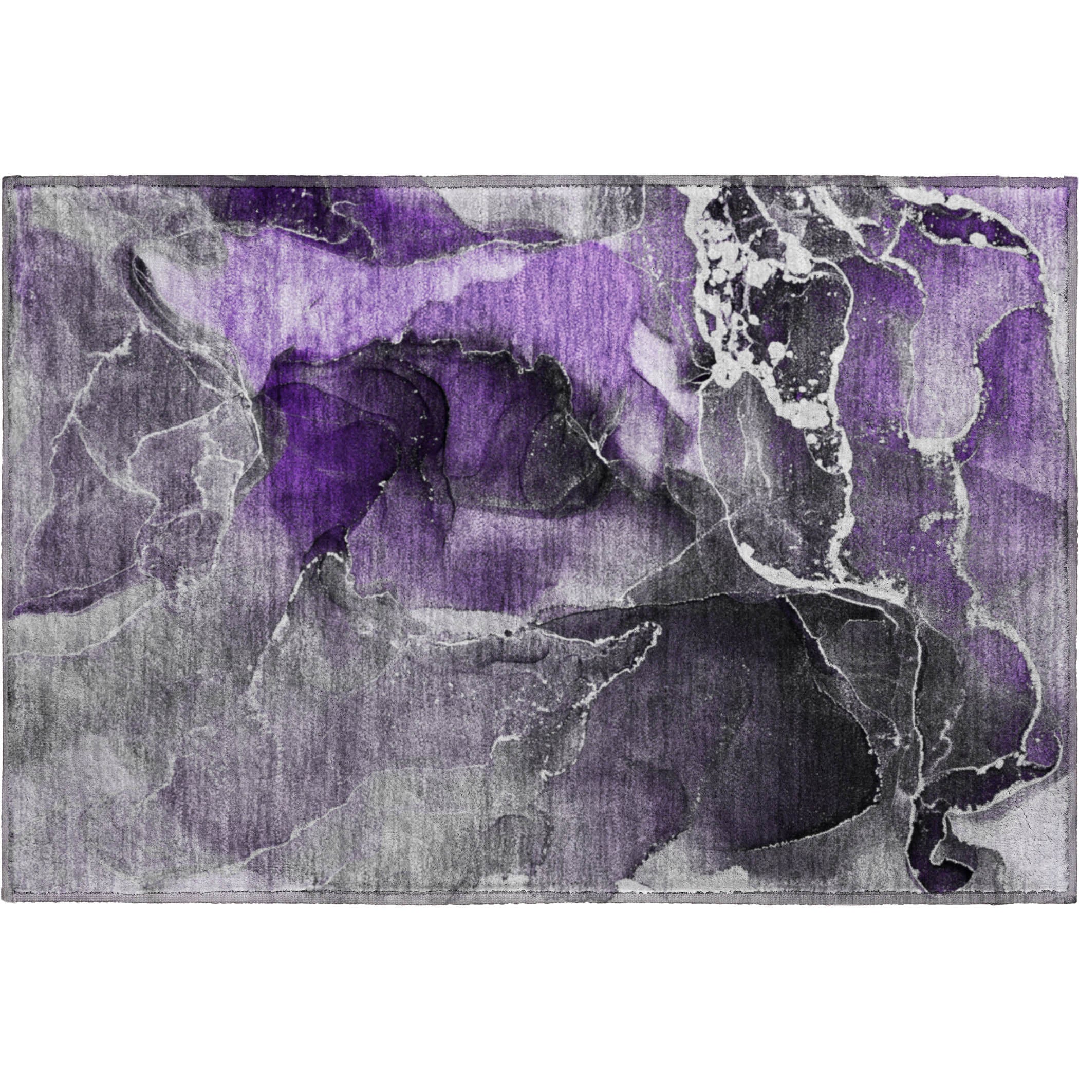Siena Machine Washable Contemporary Purple Rug 1'8" x 2'6" #shape_Rectangle