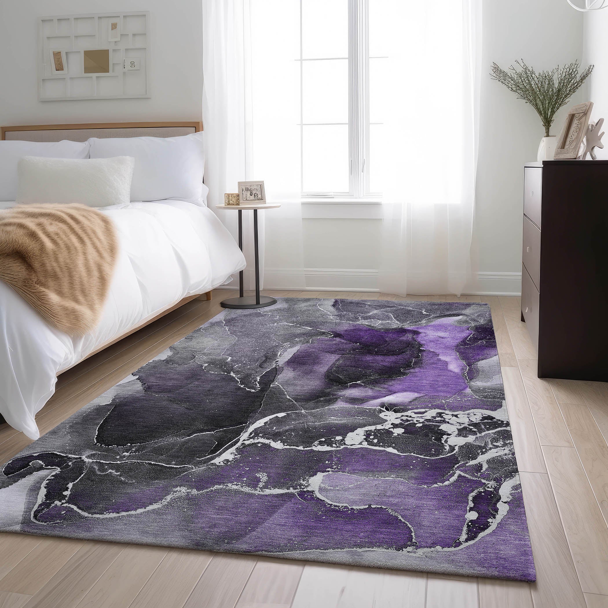 Siena Machine Washable Contemporary Purple Rug 2'6" x 3'10" #shape_Rectangle
