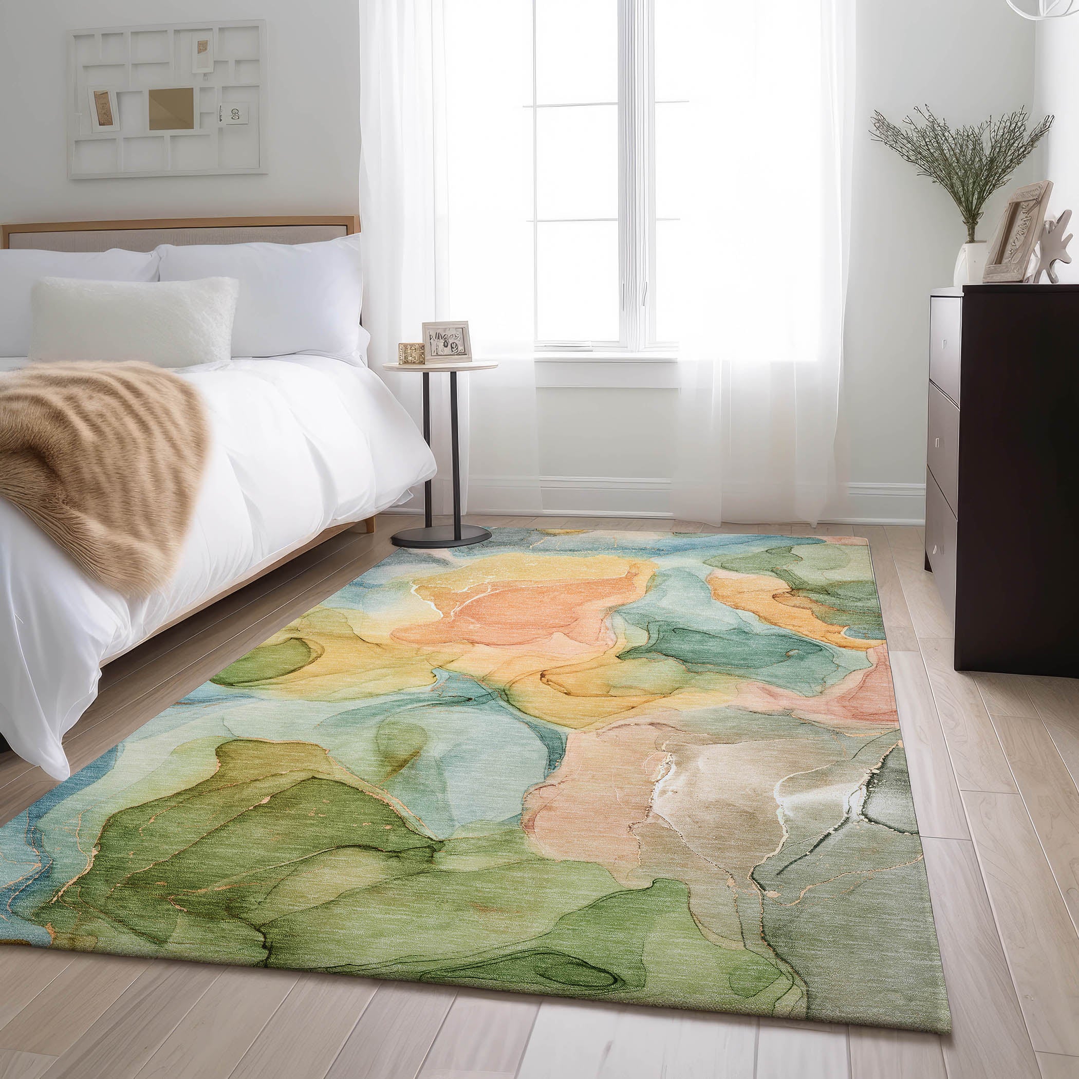 Chiang Mai Machine Washable Transitional Blue Rug 2'6" x 3'10" #shape_Rectangle