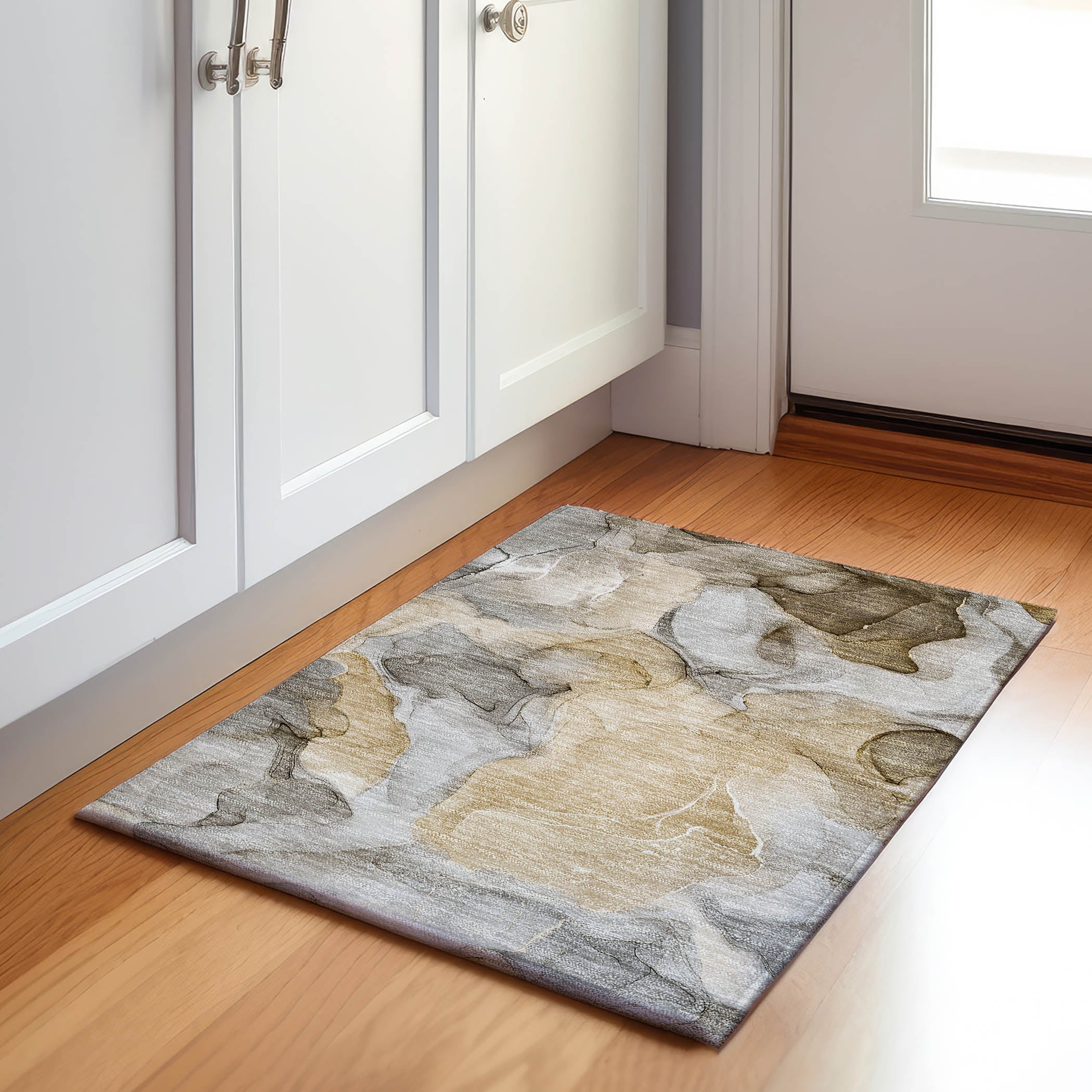 Chiang Mai Machine Washable Transitional Brown Rug 1'8" x 2'6" #shape_Rectangle