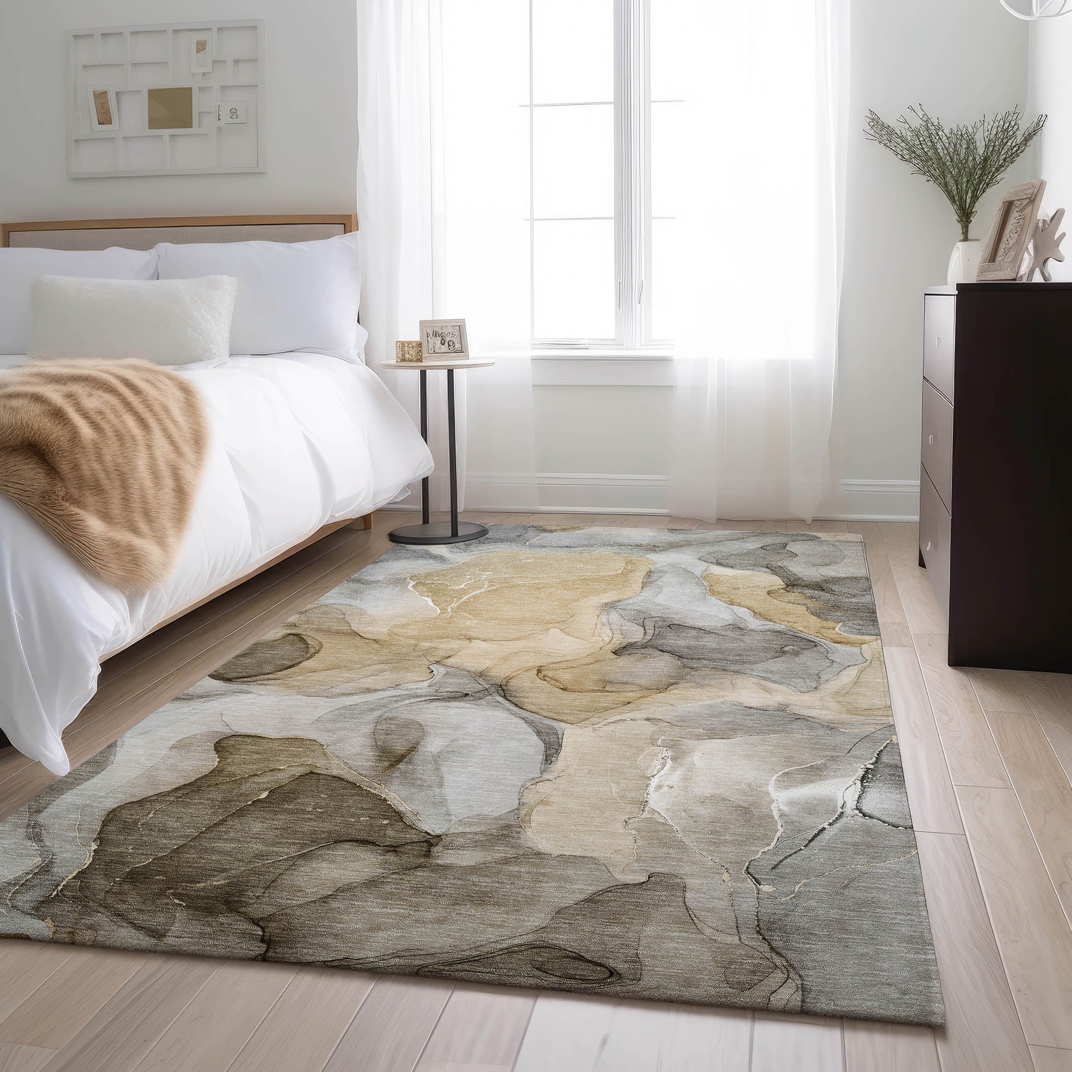 Chiang Mai Machine Washable Transitional Brown Rug 2'6" x 3'10" #shape_Rectangle