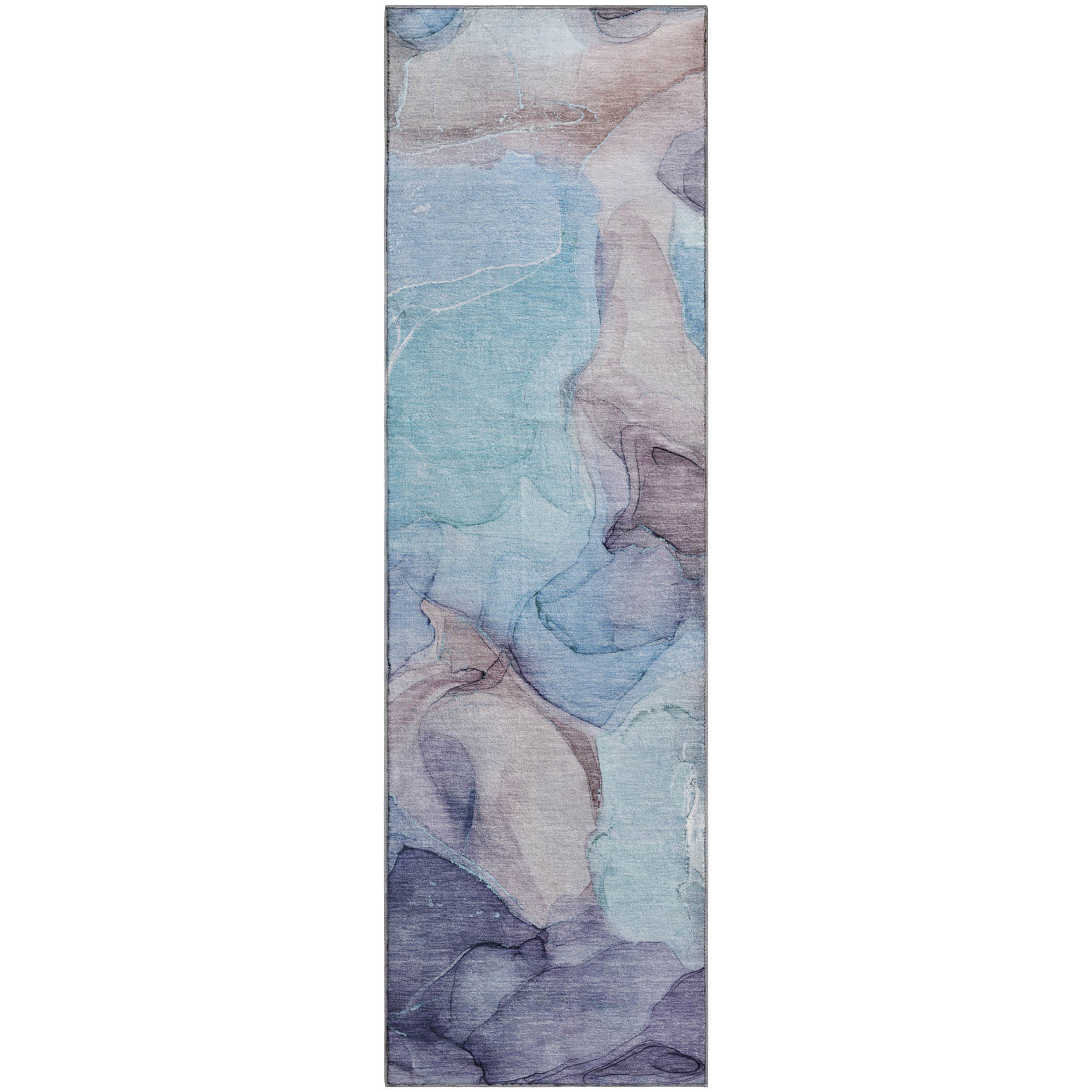Chiang Mai Machine Washable Transitional Navy Blue Rug 2'3" x 7'6" #shape_Runner