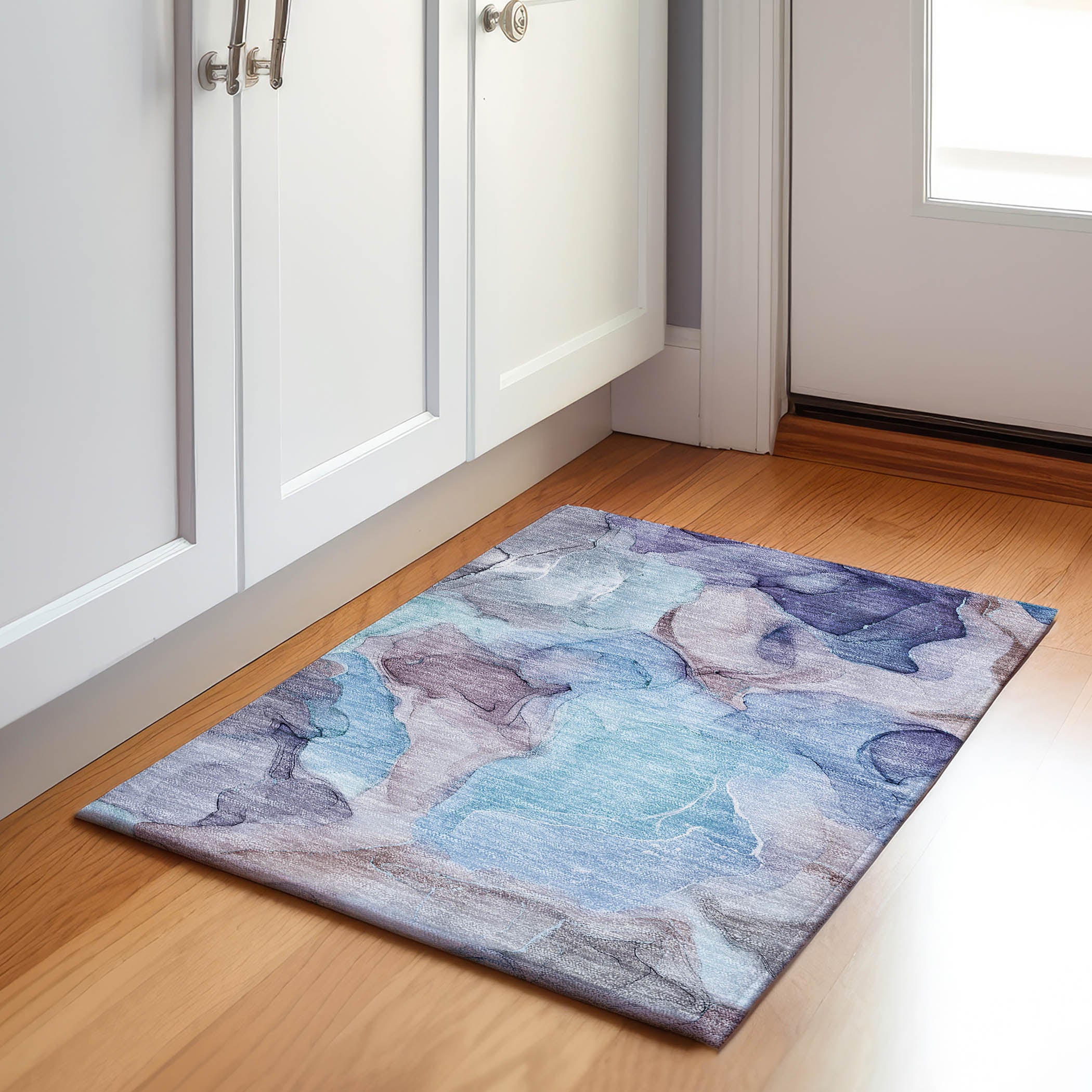 Chiang Mai Machine Washable Transitional Navy Blue Rug 1'8" x 2'6" #shape_Rectangle