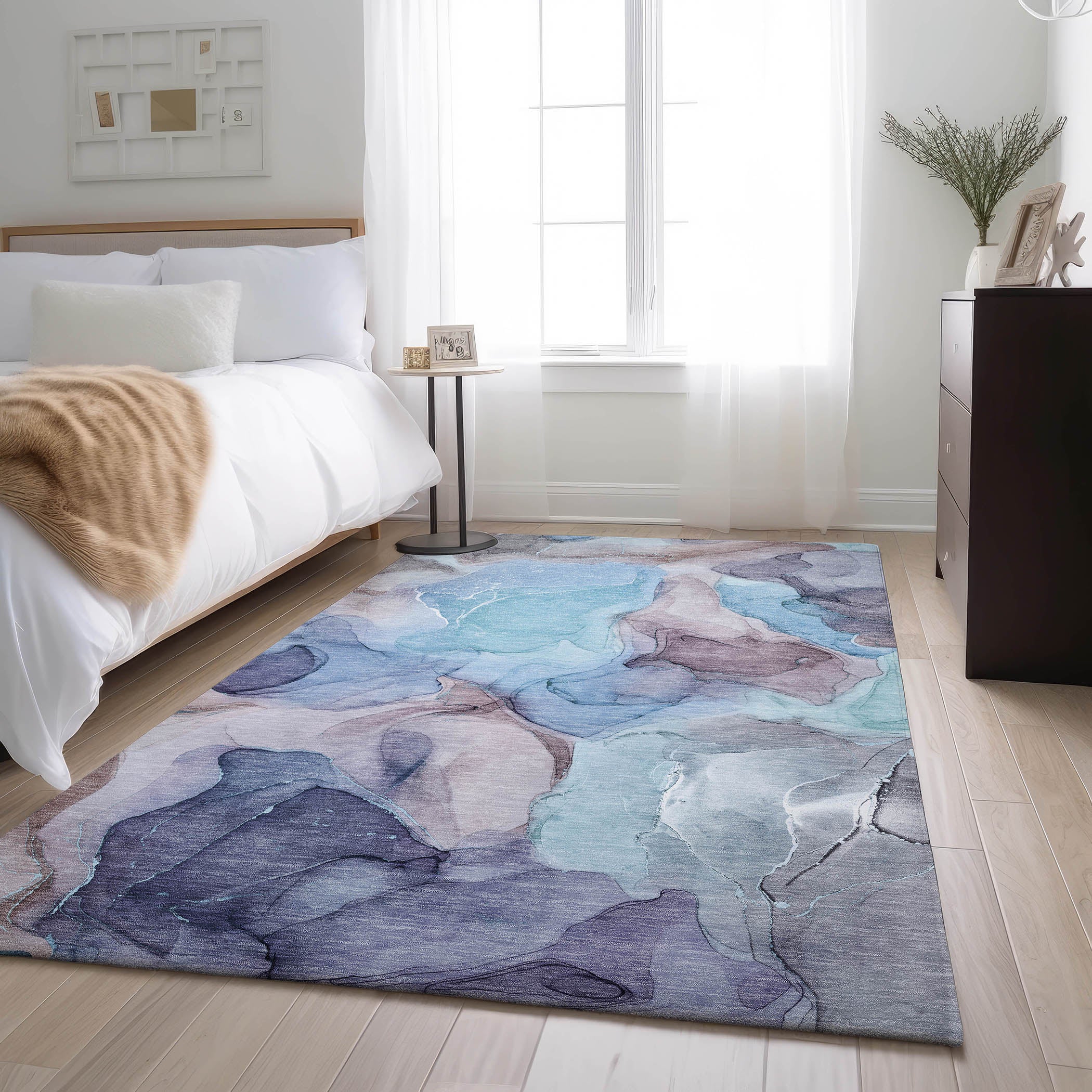 Chiang Mai Machine Washable Transitional Navy Blue Rug 2'6" x 3'10" #shape_Rectangle