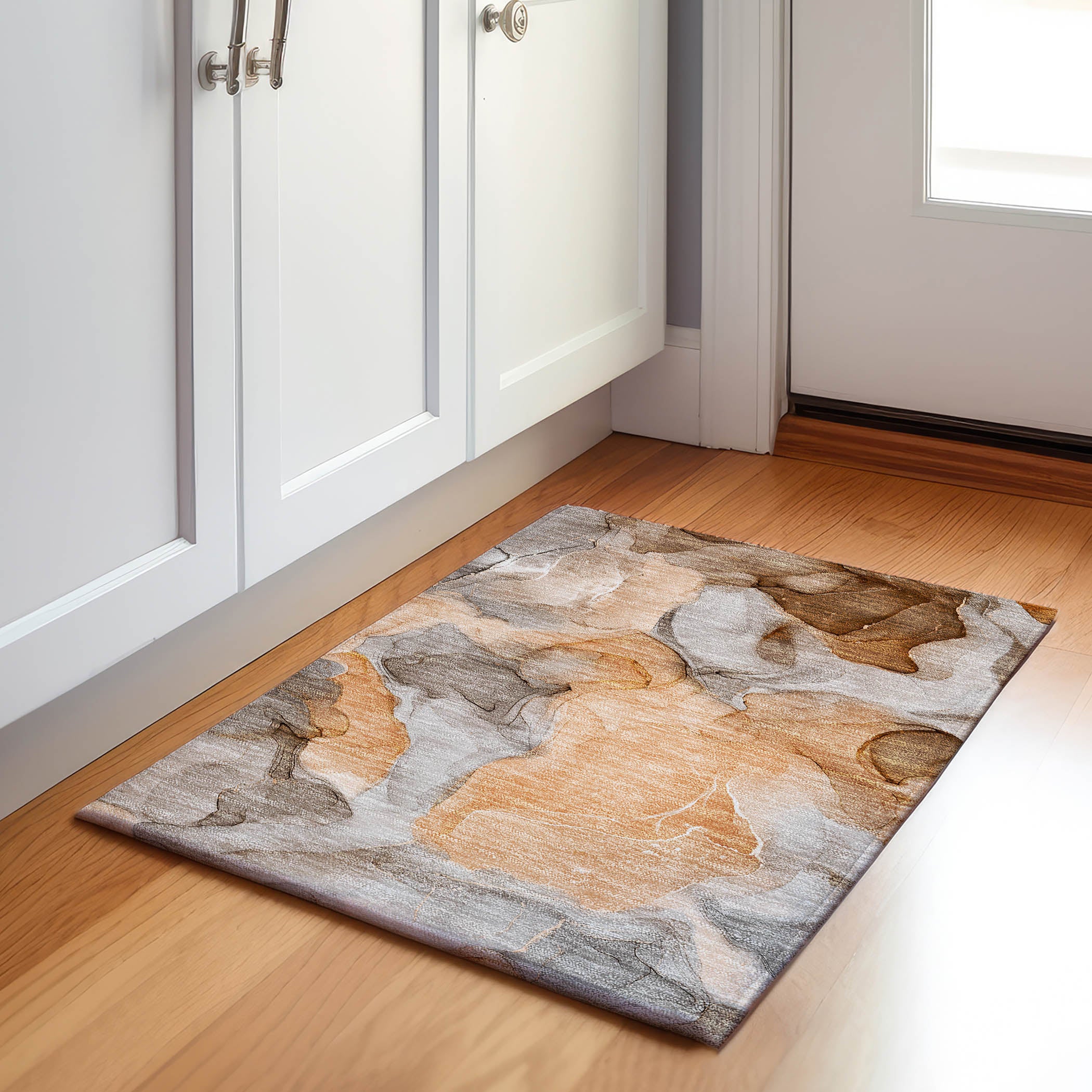Chiang Mai Machine Washable Transitional Orange Rug 1'8" x 2'6" #shape_Rectangle
