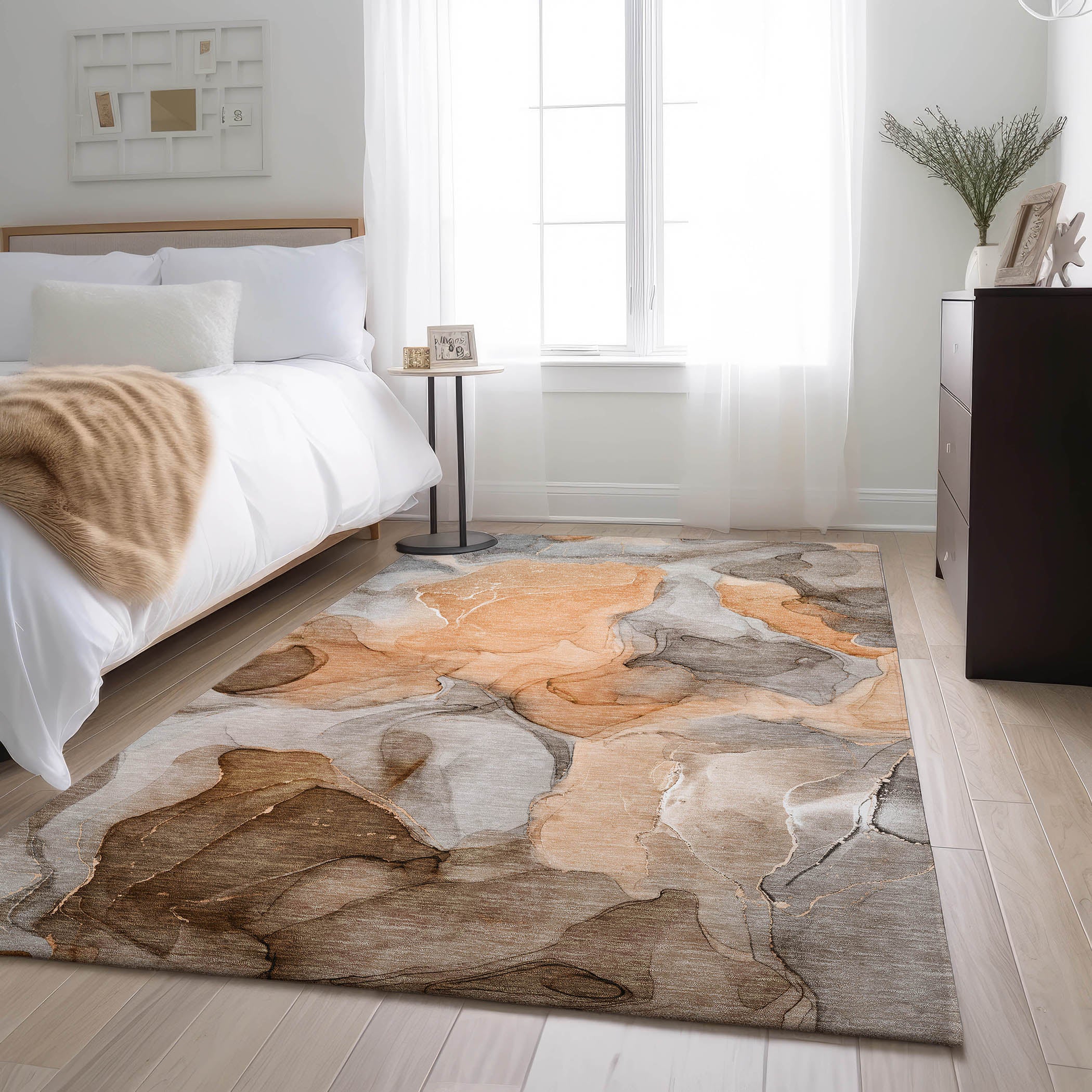 Chiang Mai Machine Washable Transitional Orange Rug 2'6" x 3'10" #shape_Rectangle