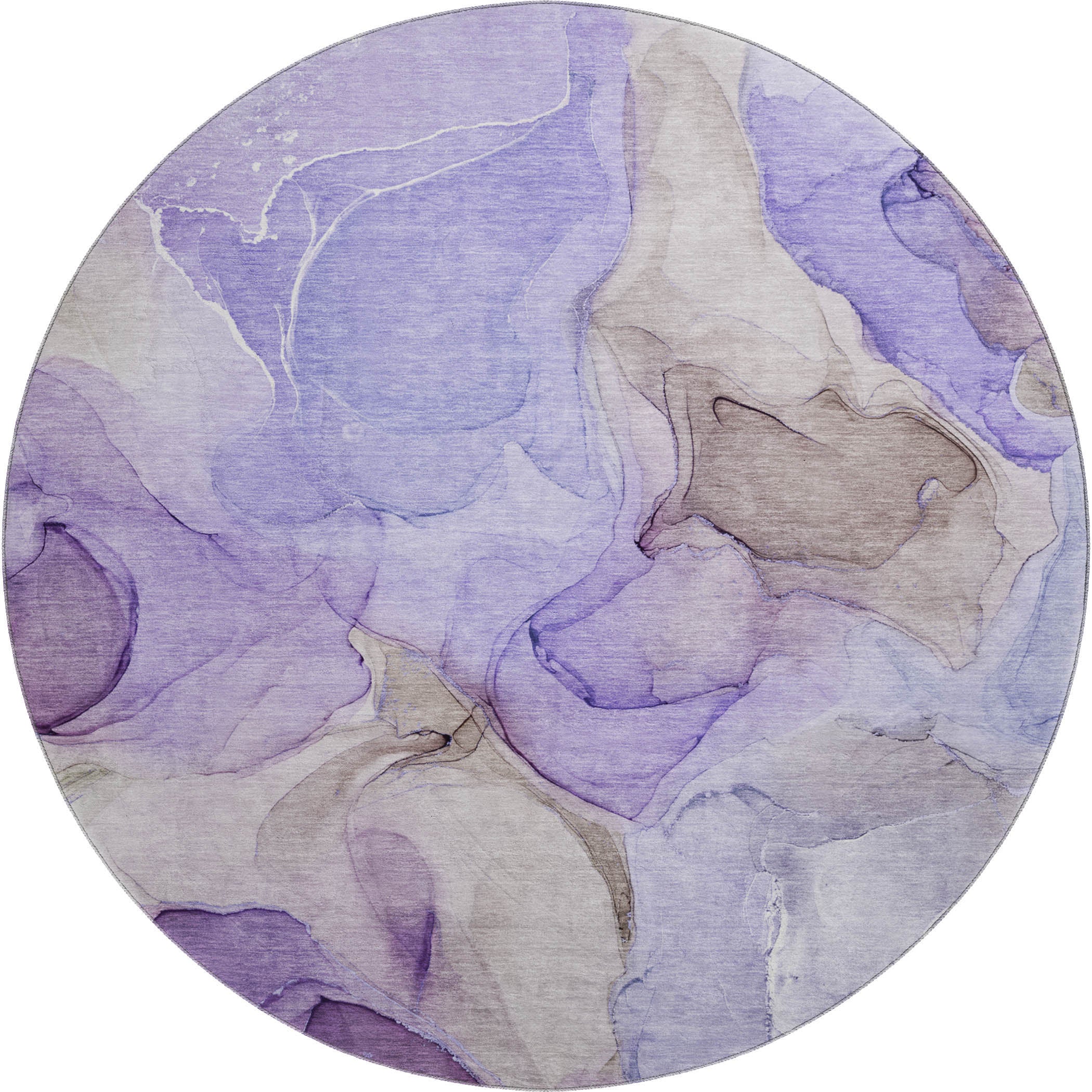 Chiang Mai Machine Washable Transitional Purple Rug 8' x 8' #shape_Round