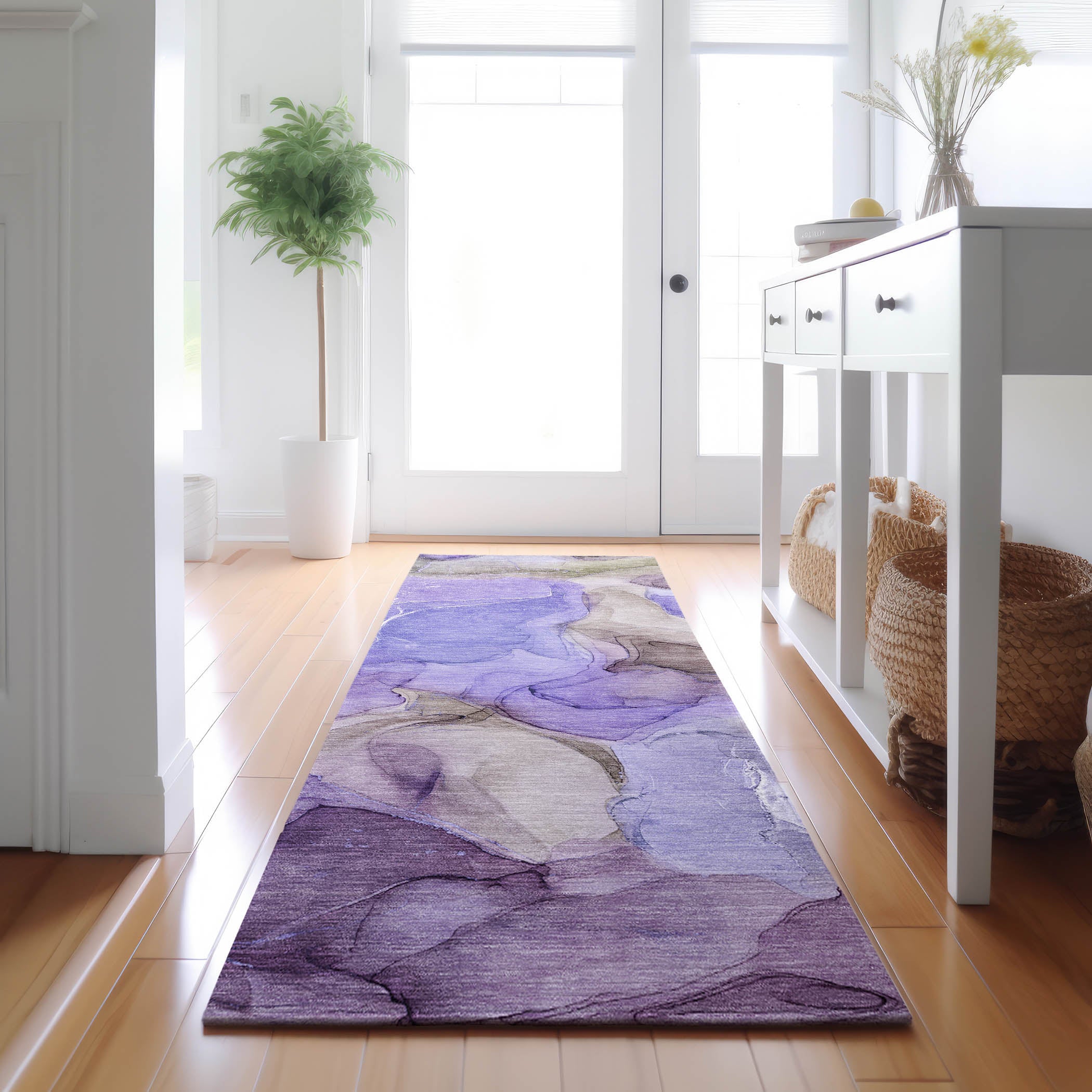 Chiang Mai Machine Washable Transitional Purple Rug 2'3" x 7'6" #shape_Runner