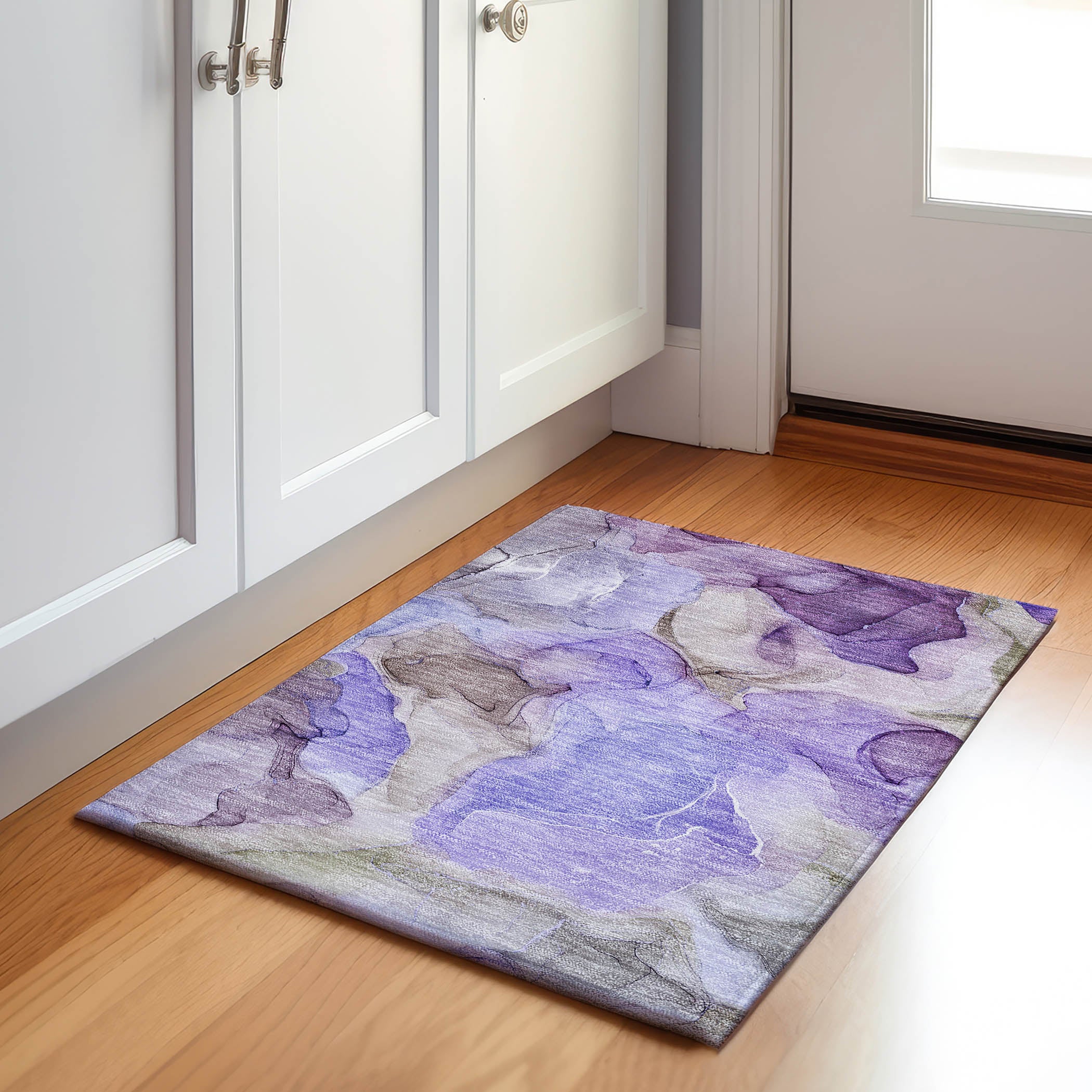 Chiang Mai Machine Washable Transitional Purple Rug 1'8" x 2'6" #shape_Rectangle