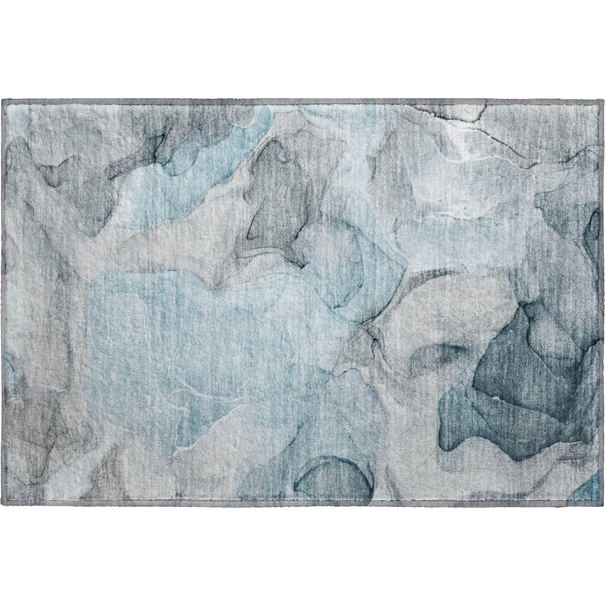 Chiang Mai Machine Washable Transitional Teal Rug 1'8" x 2'6" #shape_Rectangle
