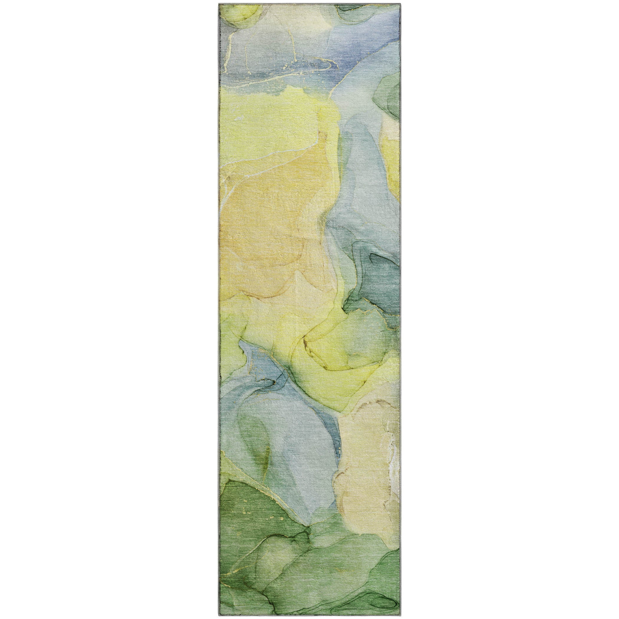 Chiang Mai Machine Washable Transitional Yellow Gold Rug 2'3" x 7'6" #shape_Runner