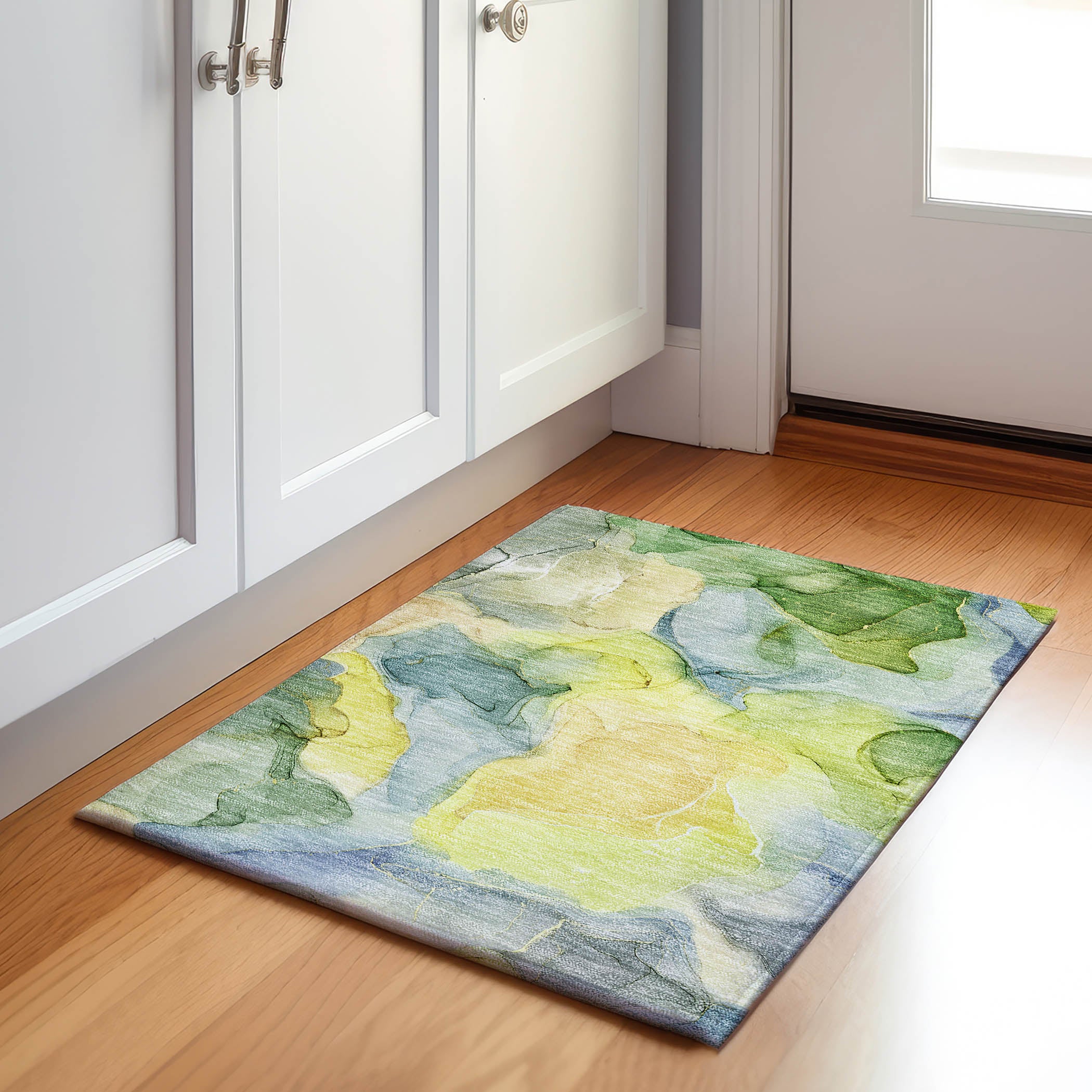 Chiang Mai Machine Washable Transitional Yellow Gold Rug 1'8" x 2'6" #shape_Rectangle