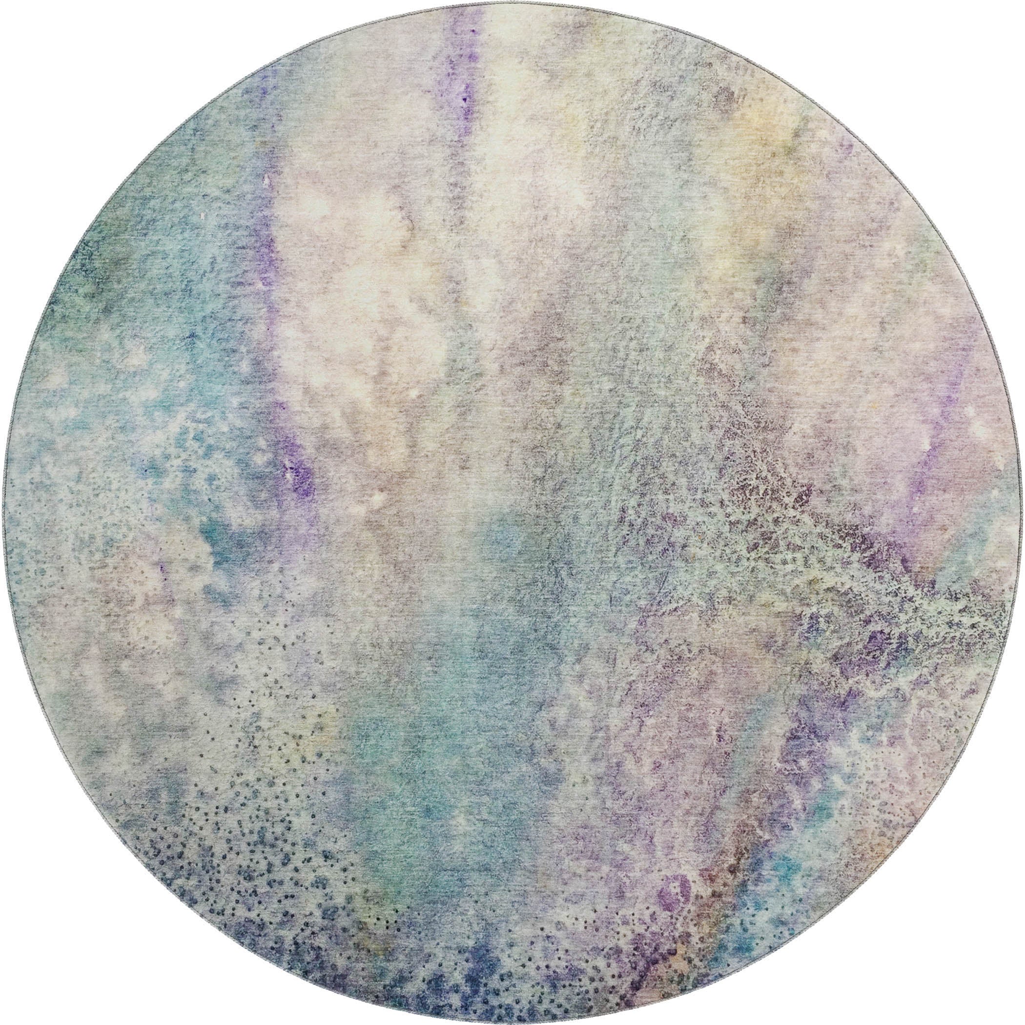 Athens Machine Washable Contemporary Blue Rug 8' x 8' #shape_Round