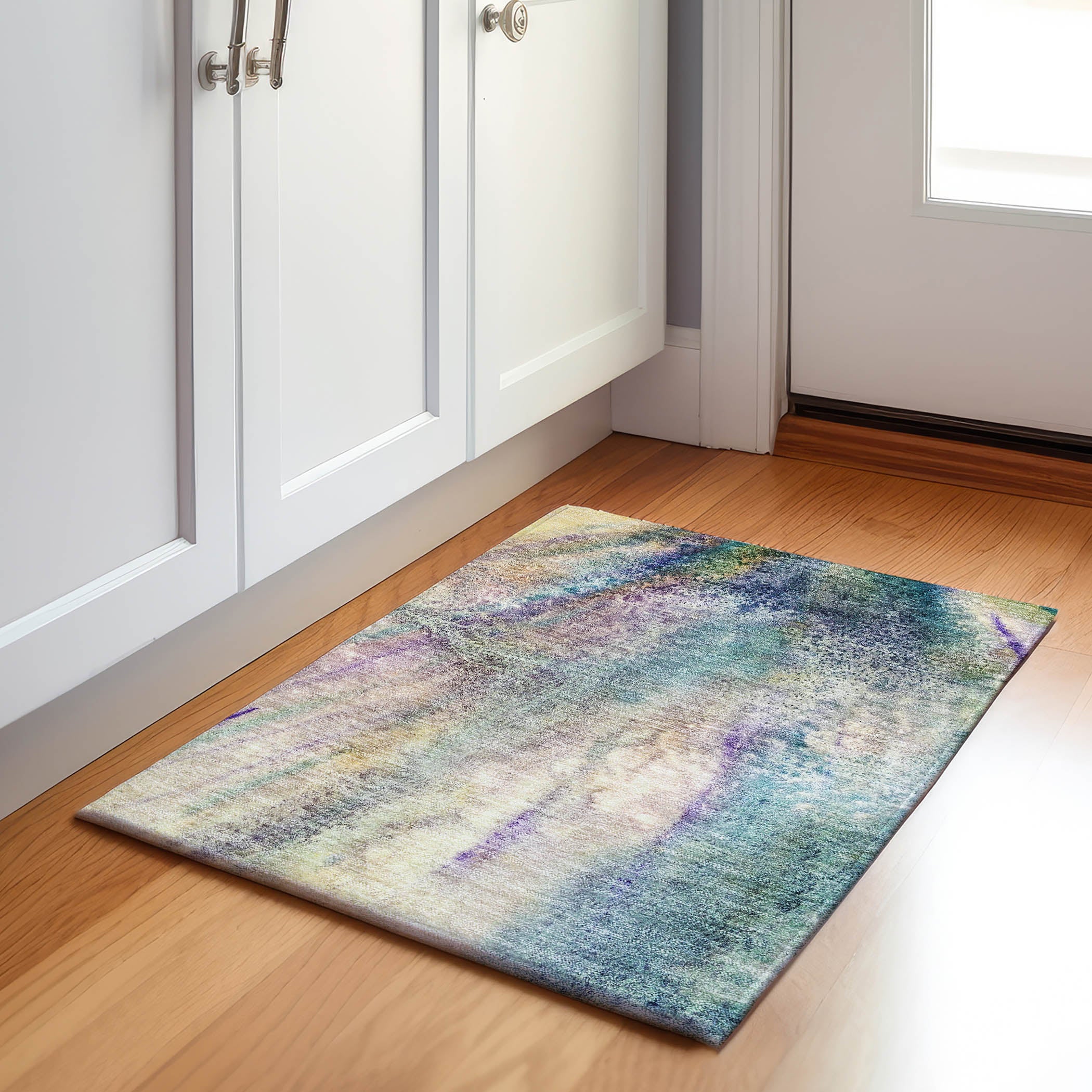 Athens Machine Washable Contemporary Blue Rug 1'8" x 2'6" #shape_Rectangle