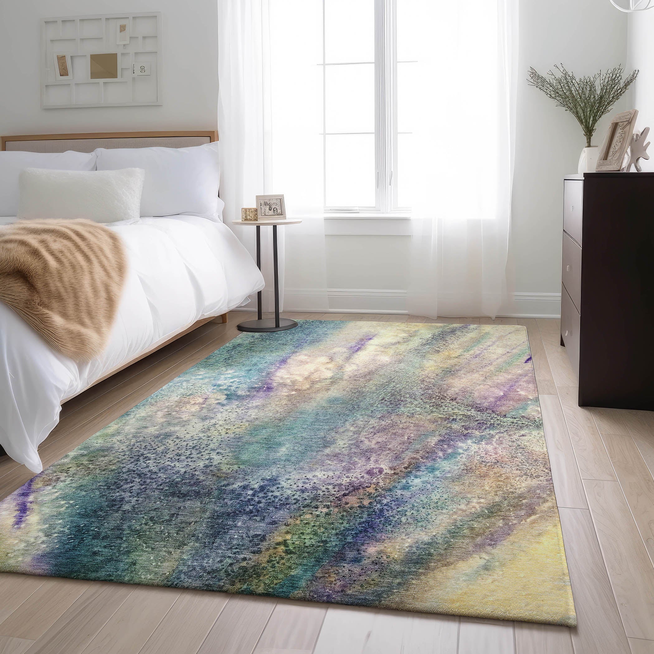 Athens Machine Washable Contemporary Blue Rug 2'6" x 3'10" #shape_Rectangle