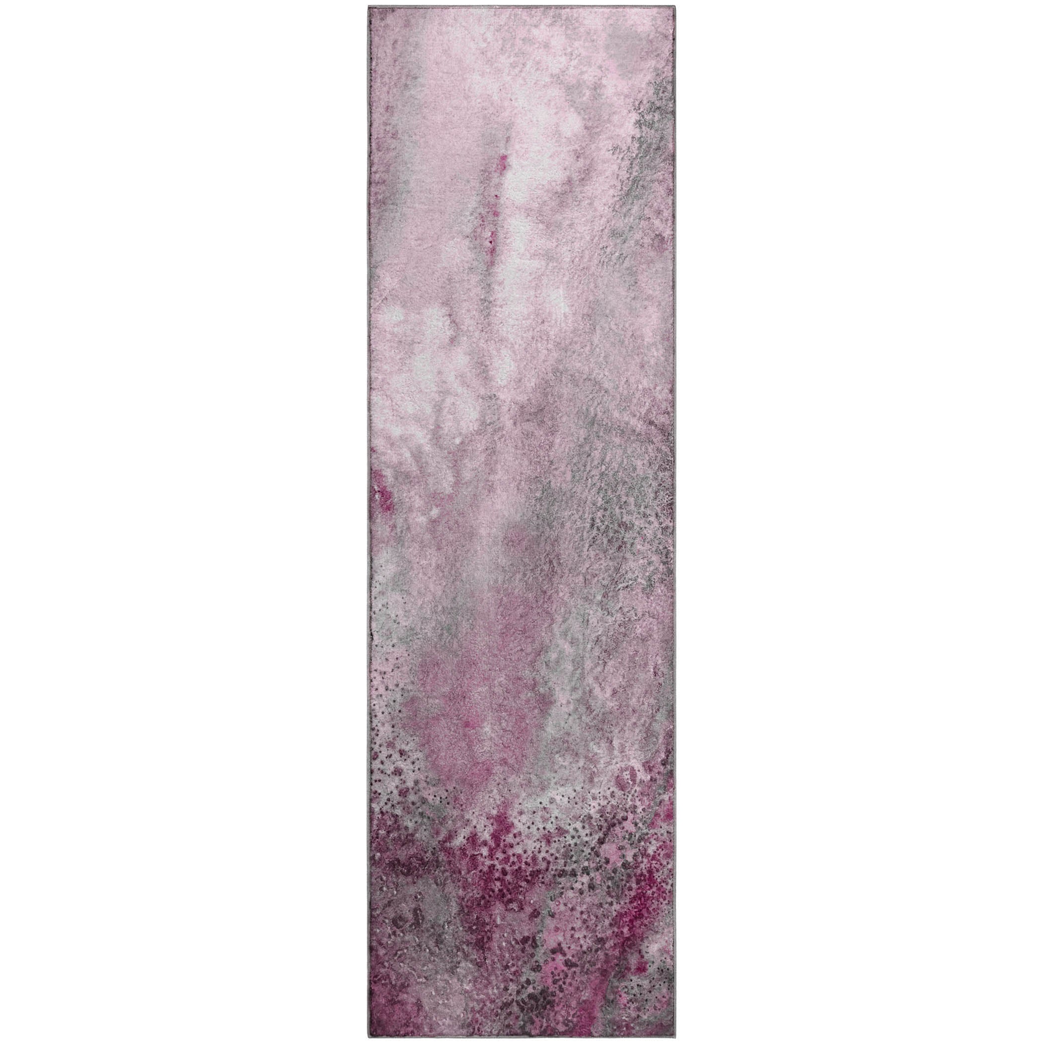 Athens Machine Washable Contemporary Pink Rug 2'3" x 7'6" #shape_Runner