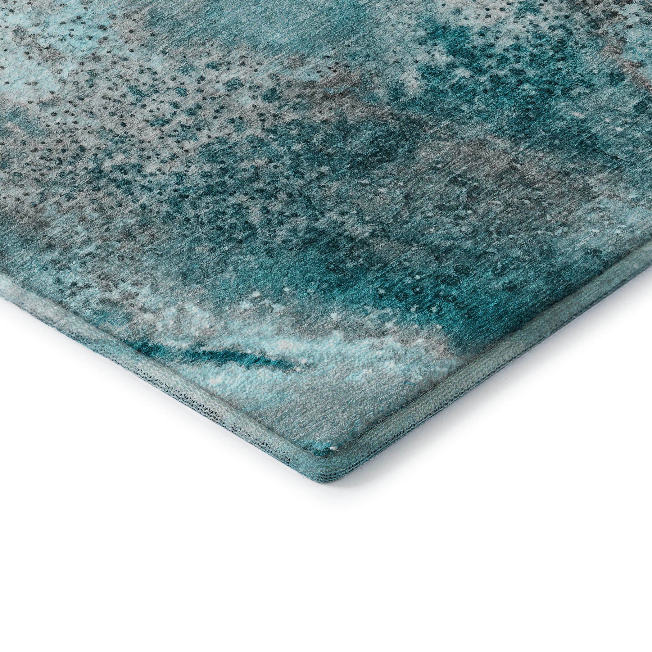 Athens Machine Washable Contemporary Teal Rug 1'8" x 2'6" #shape_Rectangle