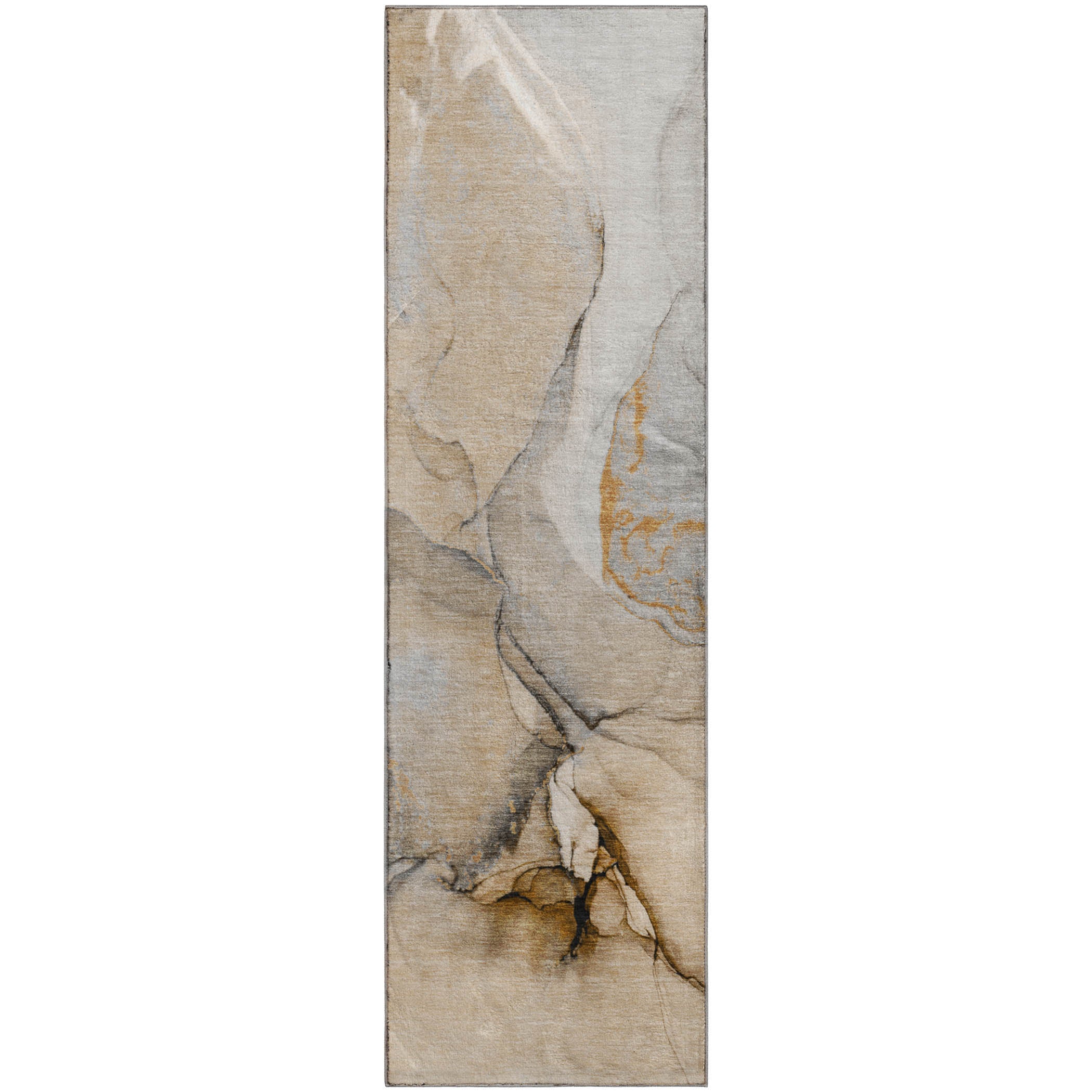 Vienna Machine Washable Transitional Beige Brown Rug 2'3" x 7'6" #shape_Runner