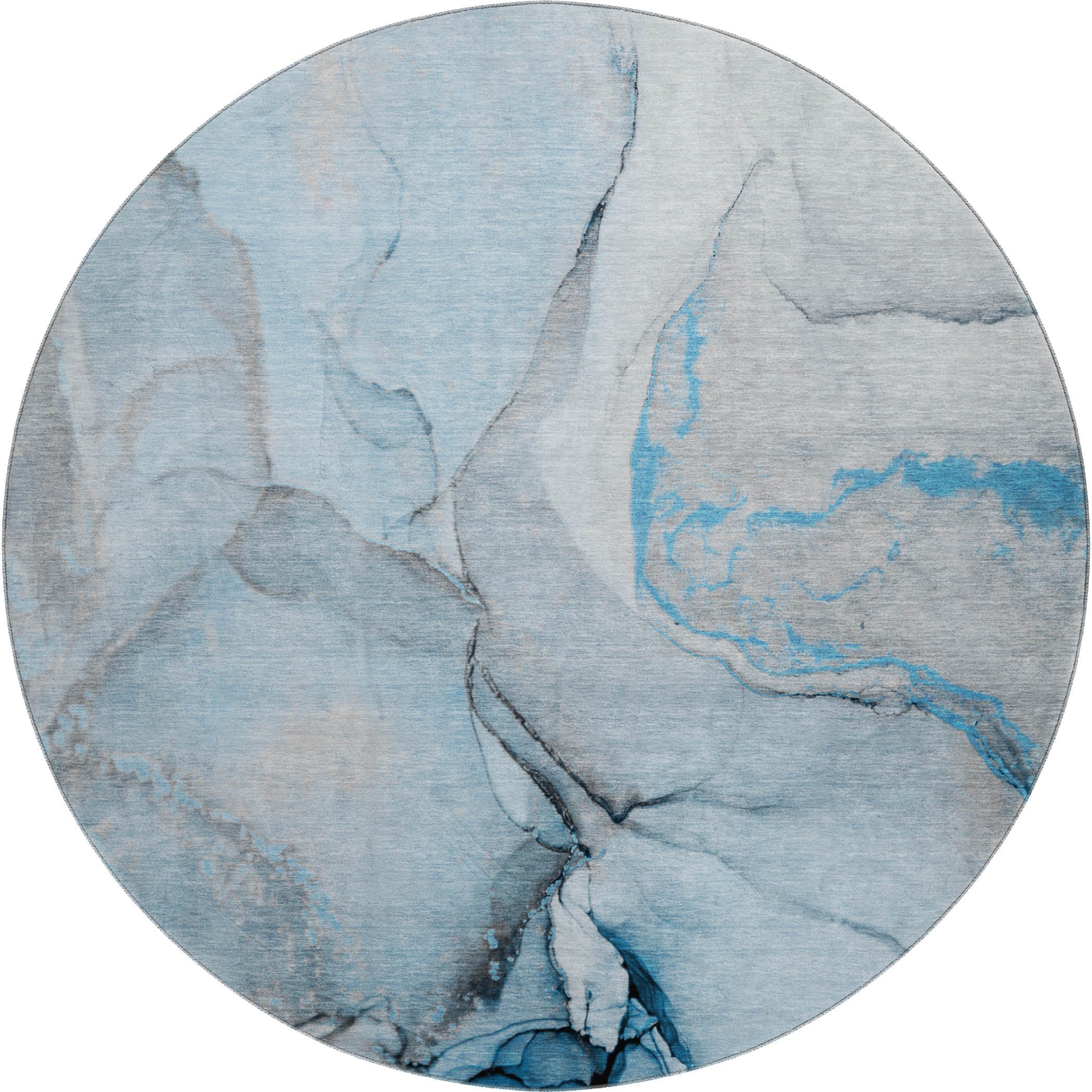 Vienna Machine Washable Transitional Blue Rug 8' x 8' #shape_Round