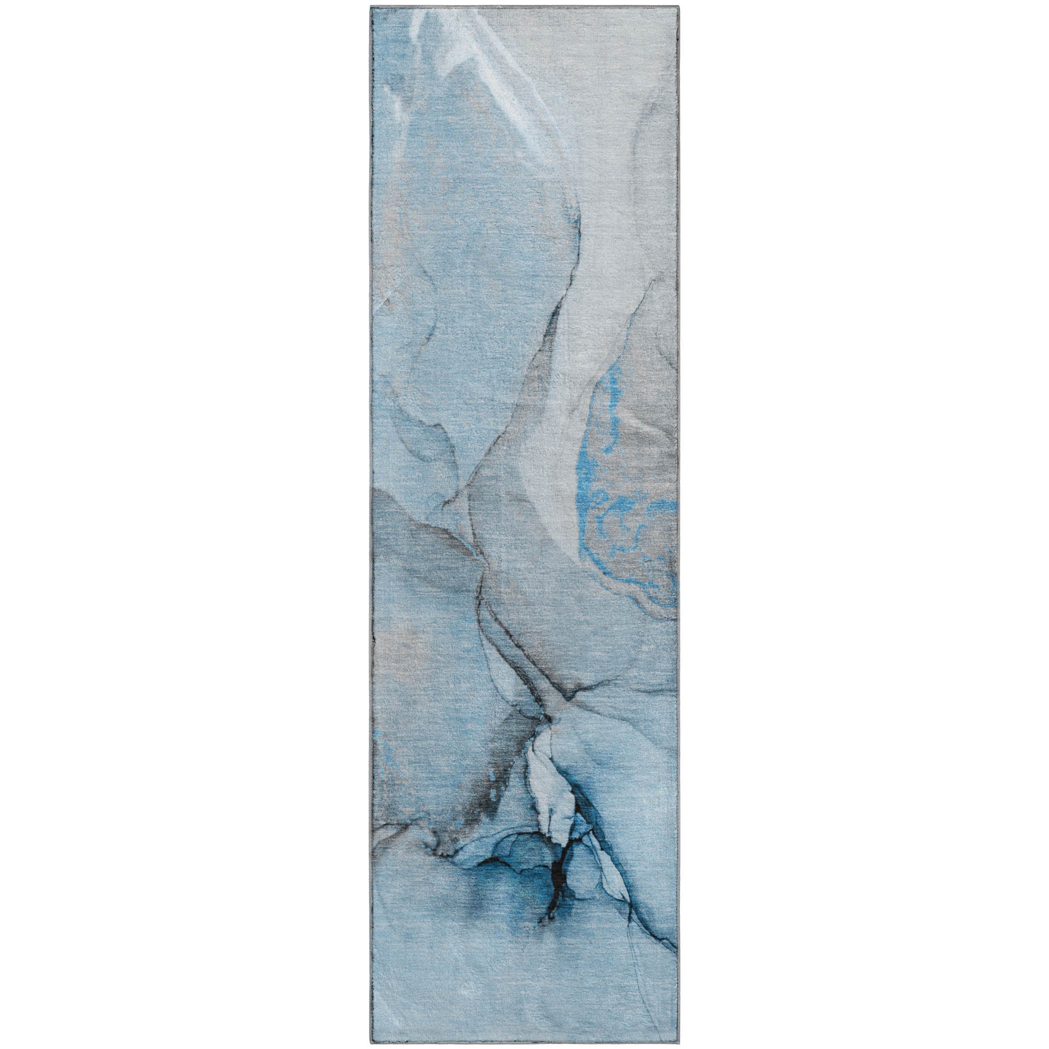Vienna Machine Washable Transitional Blue Rug 2'3" x 7'6" #shape_Runner