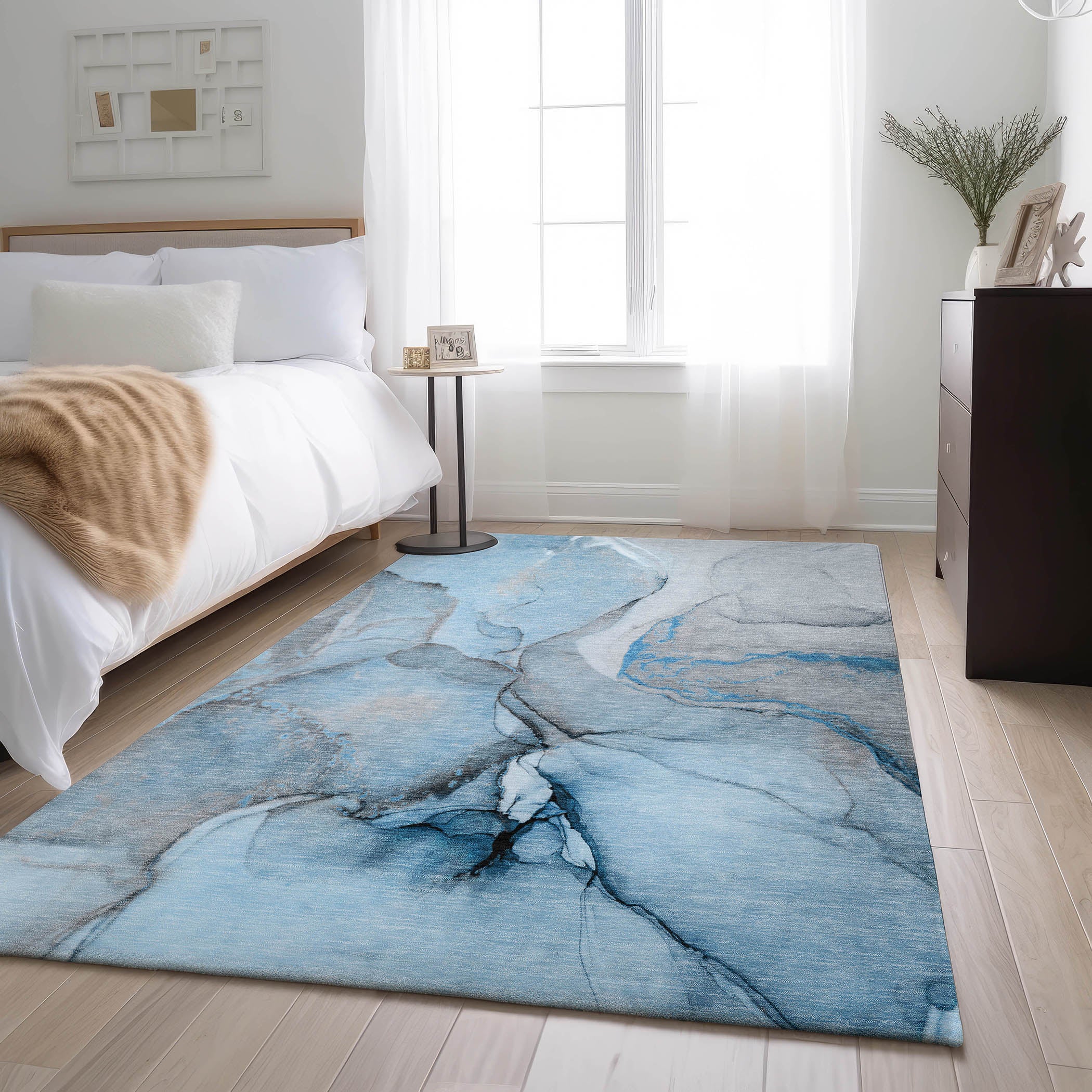 Vienna Machine Washable Transitional Blue Rug 2'6" x 3'10" #shape_Rectangle
