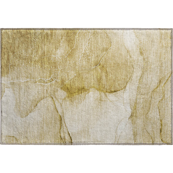 Seoul Machine Washable Transitional Beige Brown Rug 1'8" x 2'6"