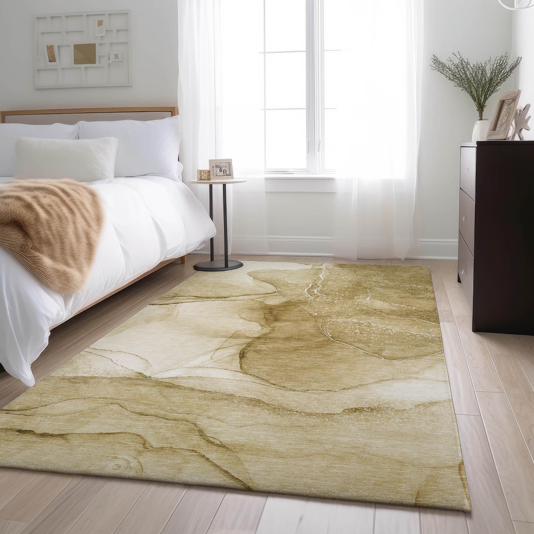 Seoul Machine Washable Transitional Beige Brown Rug 2'6" x 3'10" #shape_Rectangle