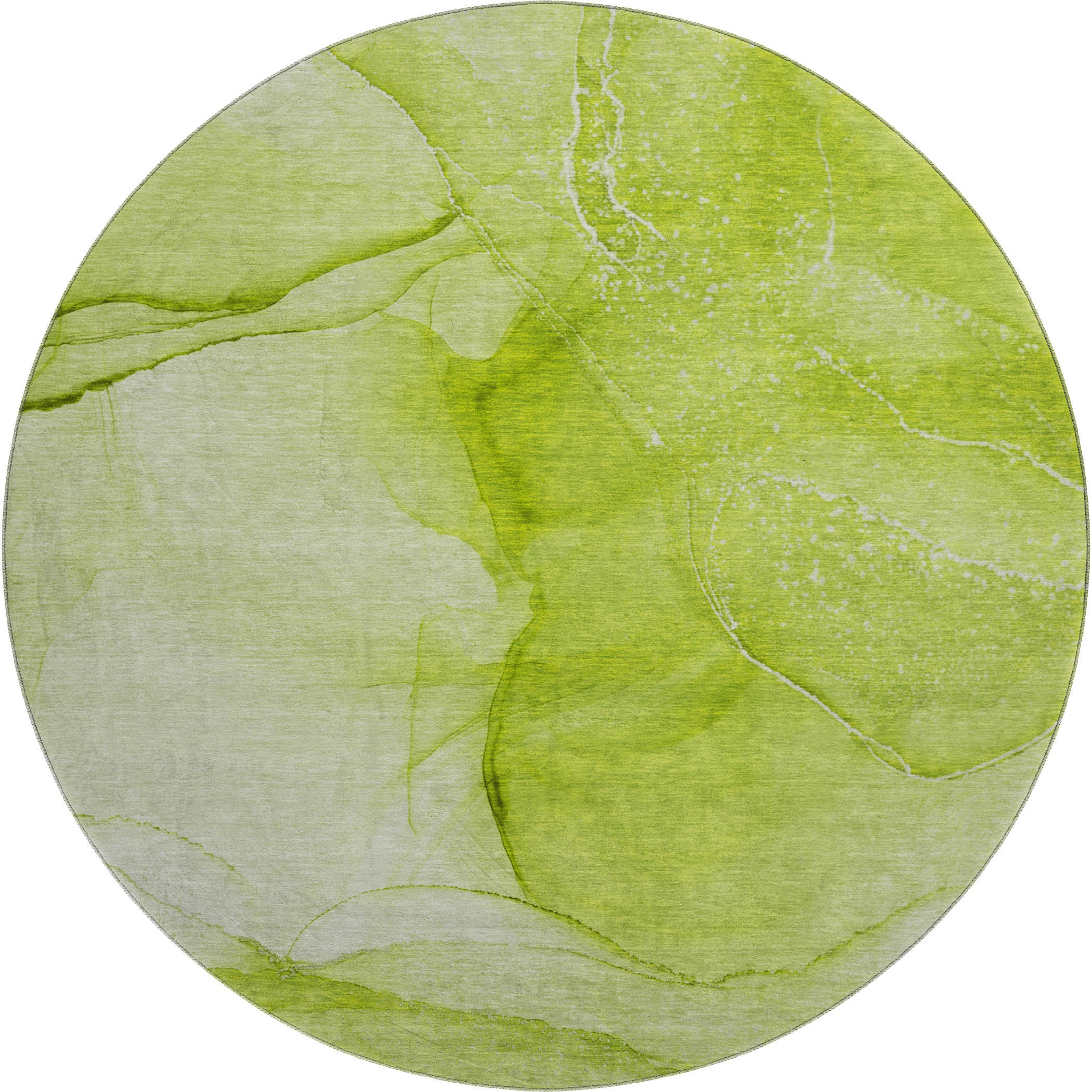 Seoul Machine Washable Transitional Green Rug 8' x 8' #shape_Round
