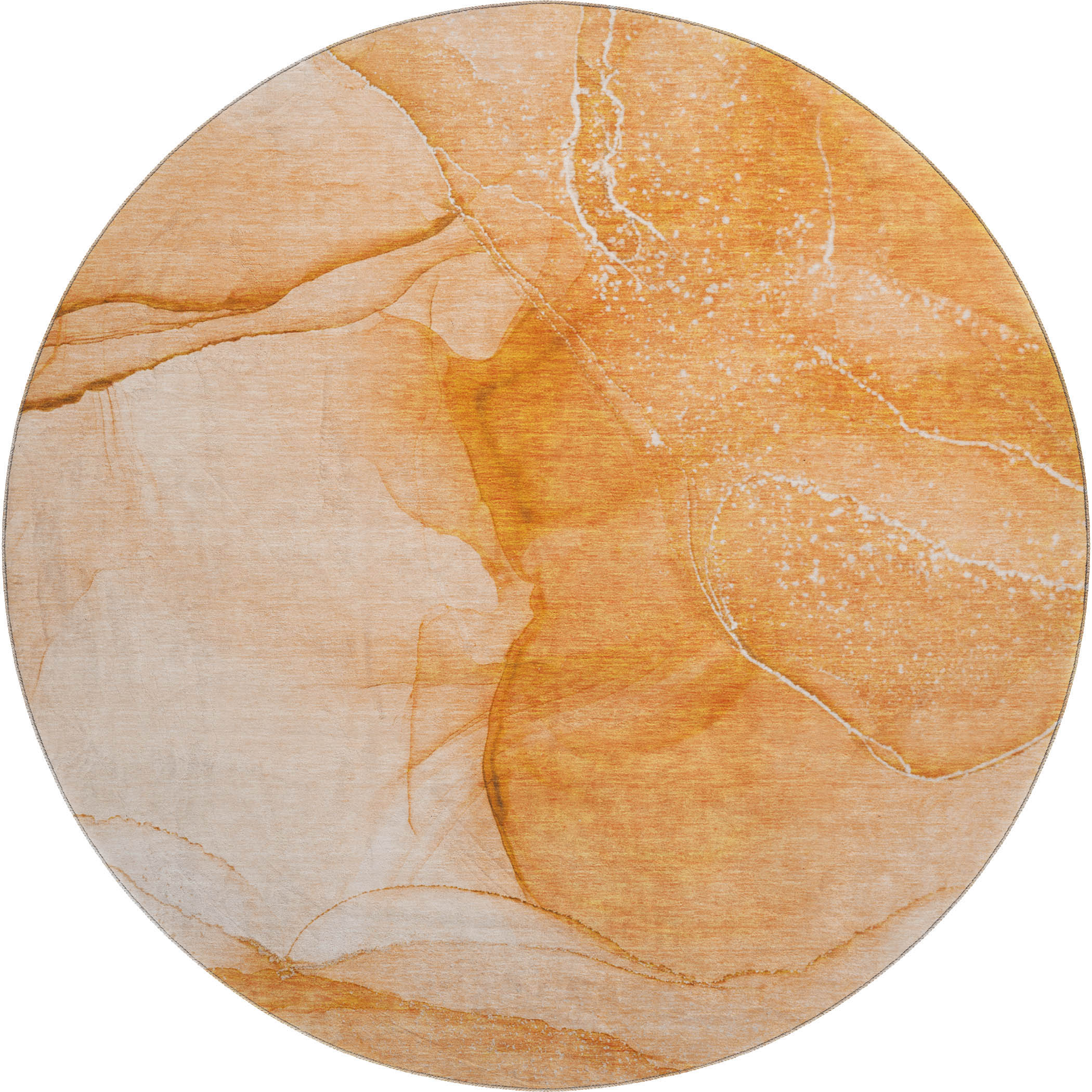 Seoul Machine Washable Transitional Orange Rug 8' x 8' #shape_Round