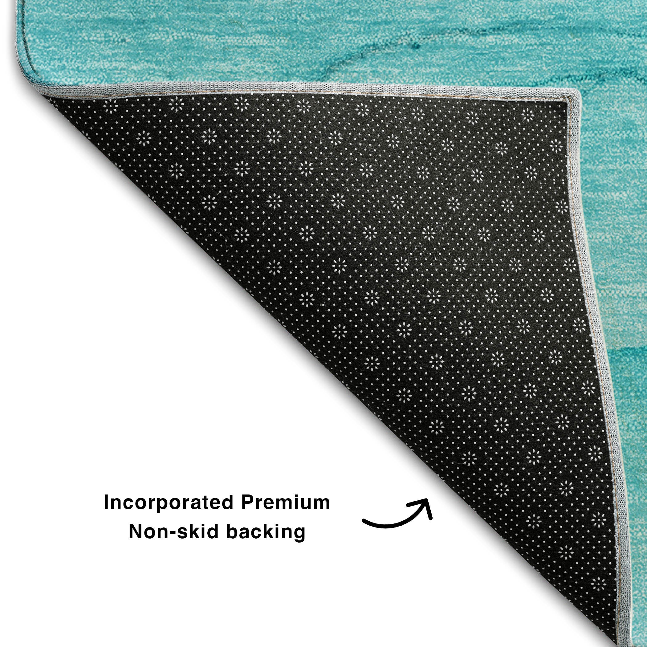 Seoul Machine Washable Transitional Teal Rug 1'8" x 2'6" #shape_Rectangle