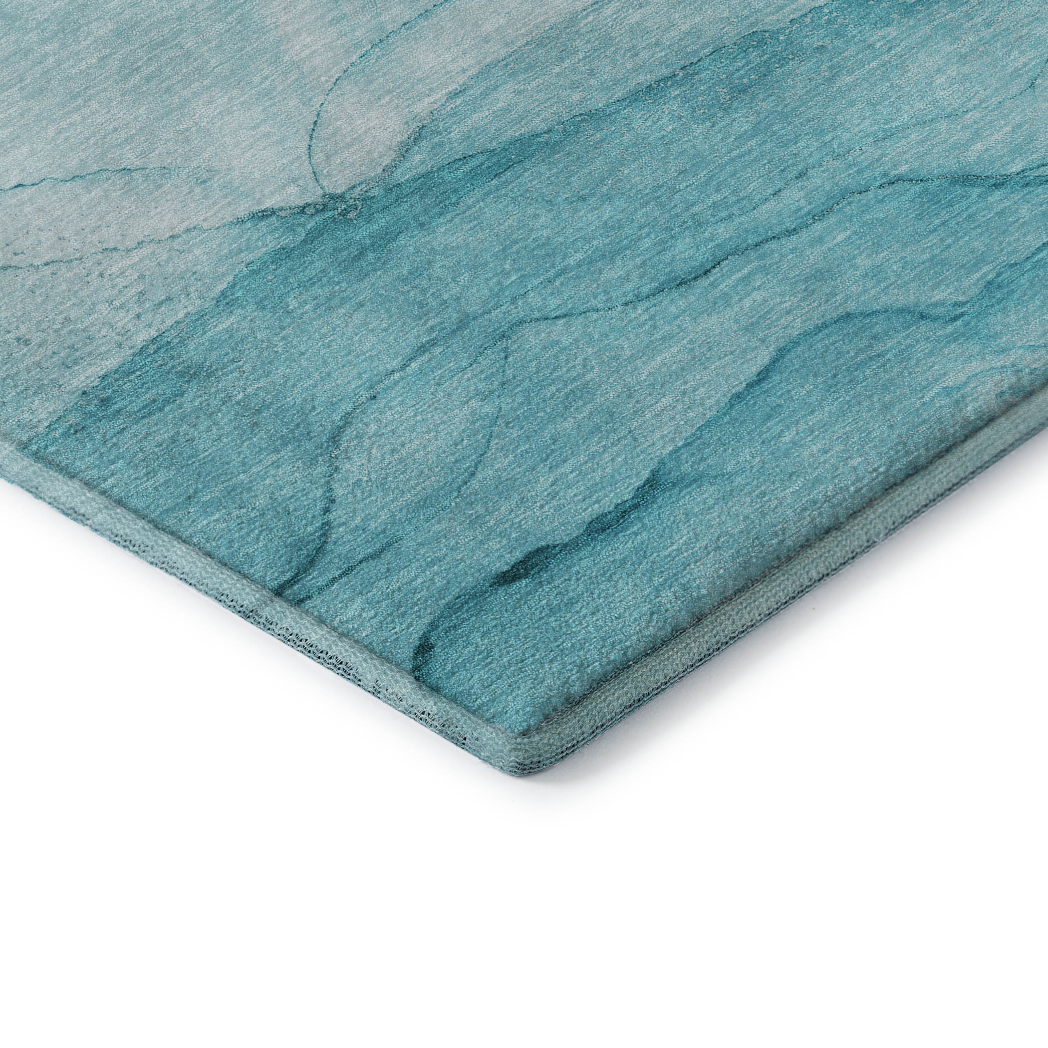Seoul Machine Washable Transitional Teal Rug 1'8" x 2'6" #shape_Rectangle