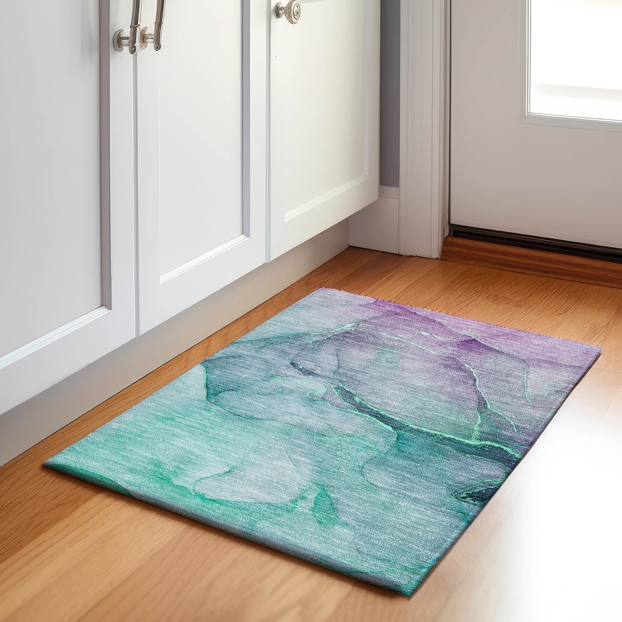 Salzburg Machine Washable Transitional Aloe Green Rug 1'8" x 2'6" #shape_Rectangle