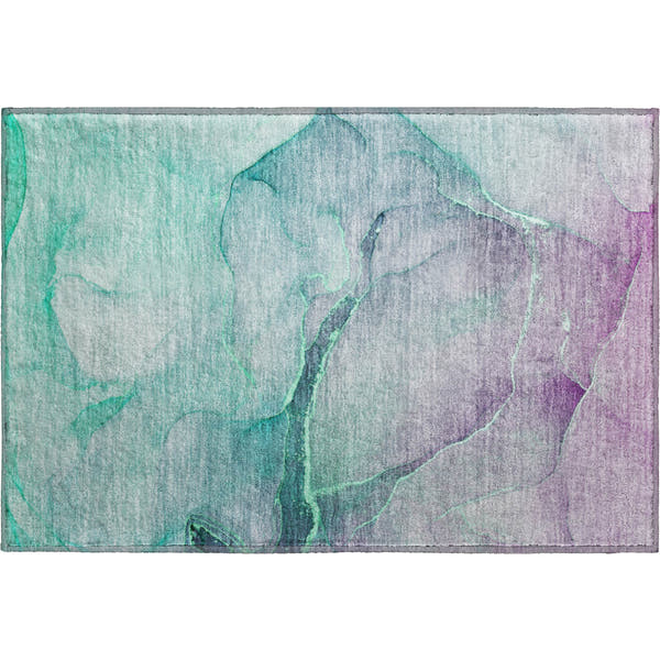 Salzburg Machine Washable Transitional Aloe Green Rug 1'8" x 2'6"