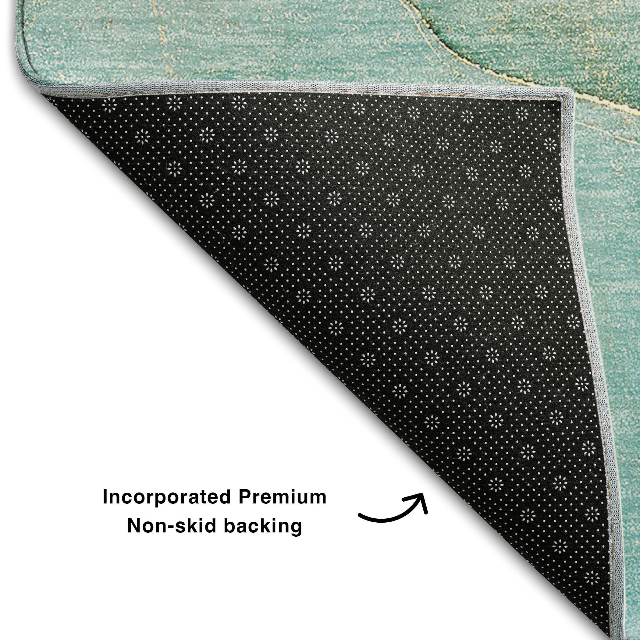 Salzburg Machine Washable Transitional Green Rug 1'8" x 2'6" #shape_Rectangle