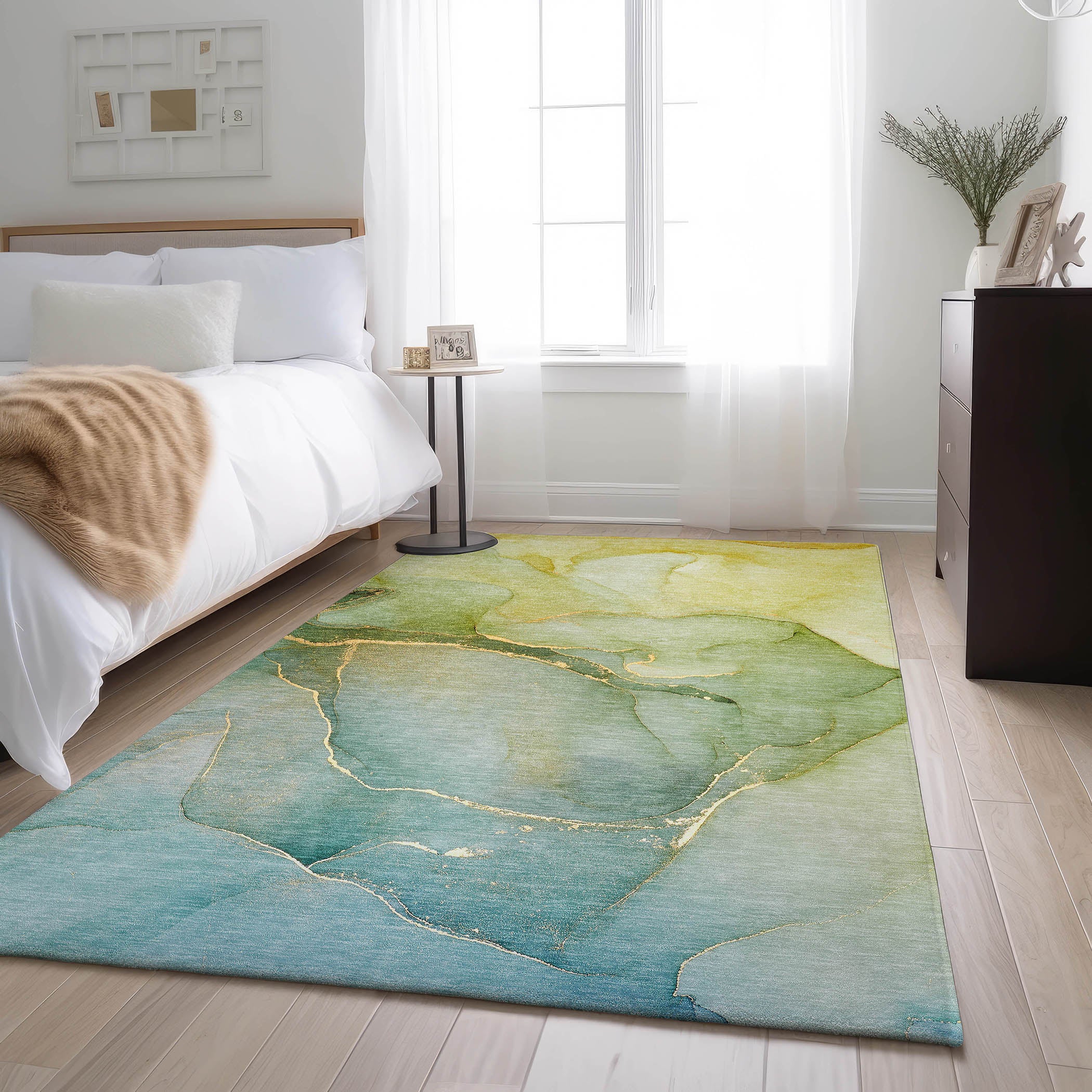 Salzburg Machine Washable Transitional Green Rug 2'6" x 3'10" #shape_Rectangle