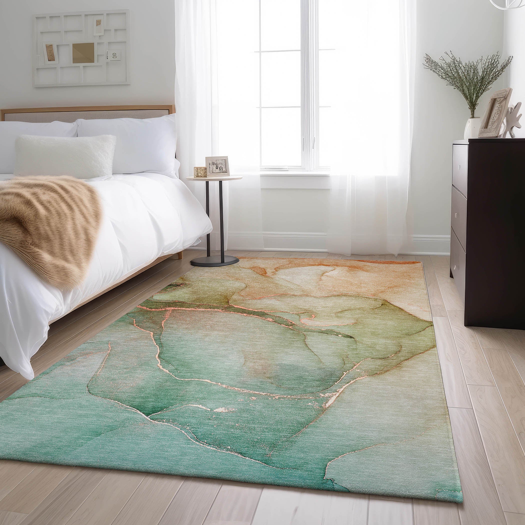 Salzburg Machine Washable Transitional Teal Rug 2'6" x 3'10" #shape_Rectangle