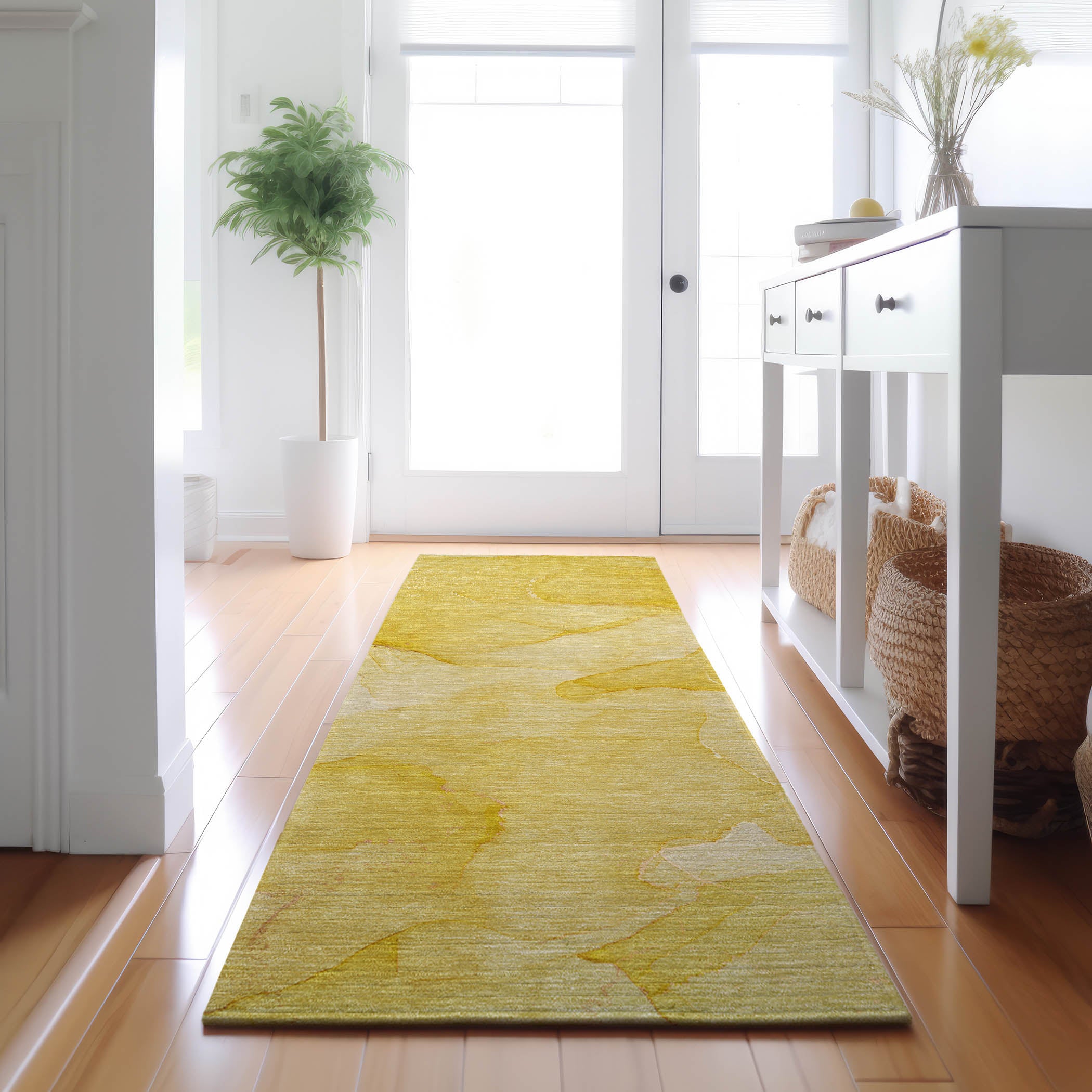 Lima Machine Washable Transitional Gold Rug 2'3" x 7'6" #shape_Runner