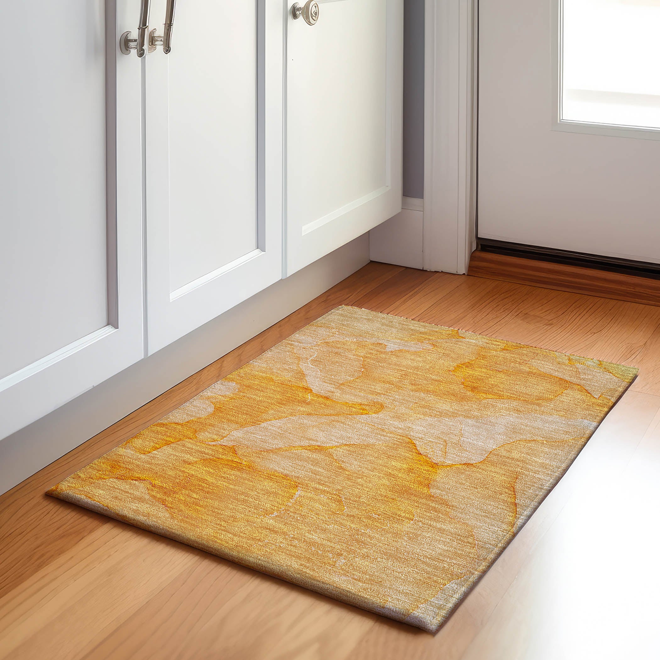 Lima Machine Washable Transitional Orange Rug 1'8" x 2'6" #shape_Rectangle
