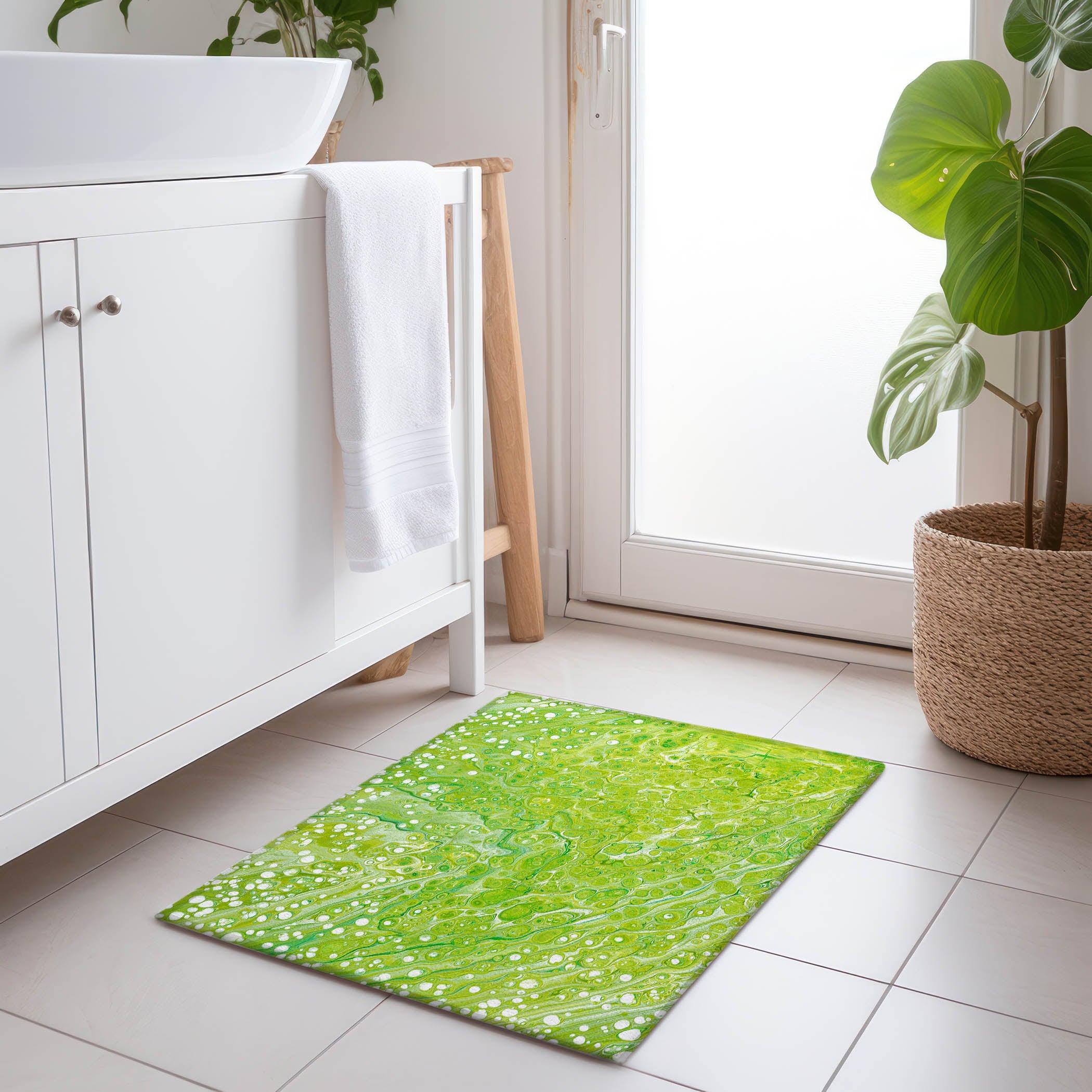 Lisbon Machine Washable Contemporary Clover Green Rug 1'8" x 2'6" #shape_Rectangle