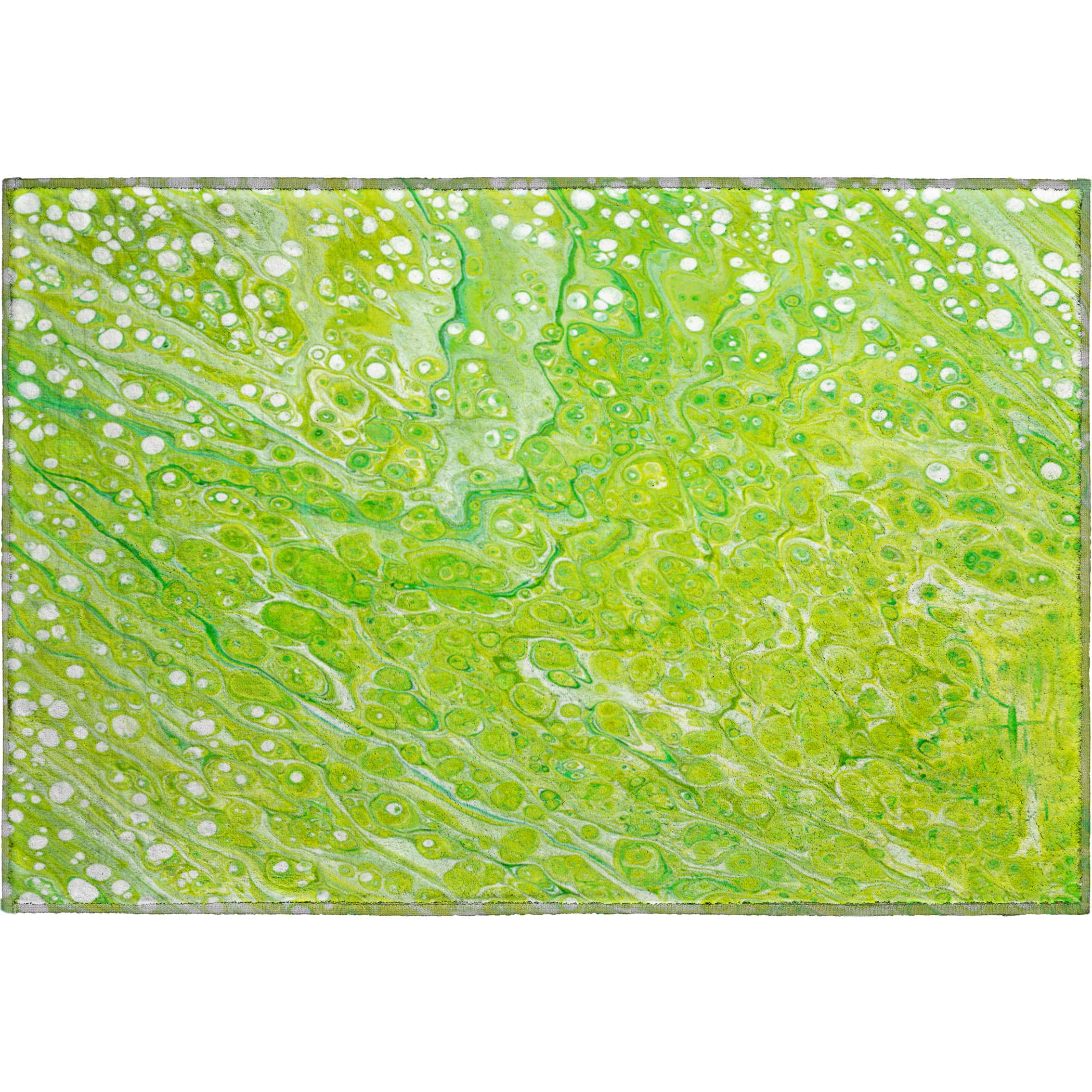 Lisbon Machine Washable Contemporary Clover Green Rug 1'8" x 2'6" #shape_Rectangle