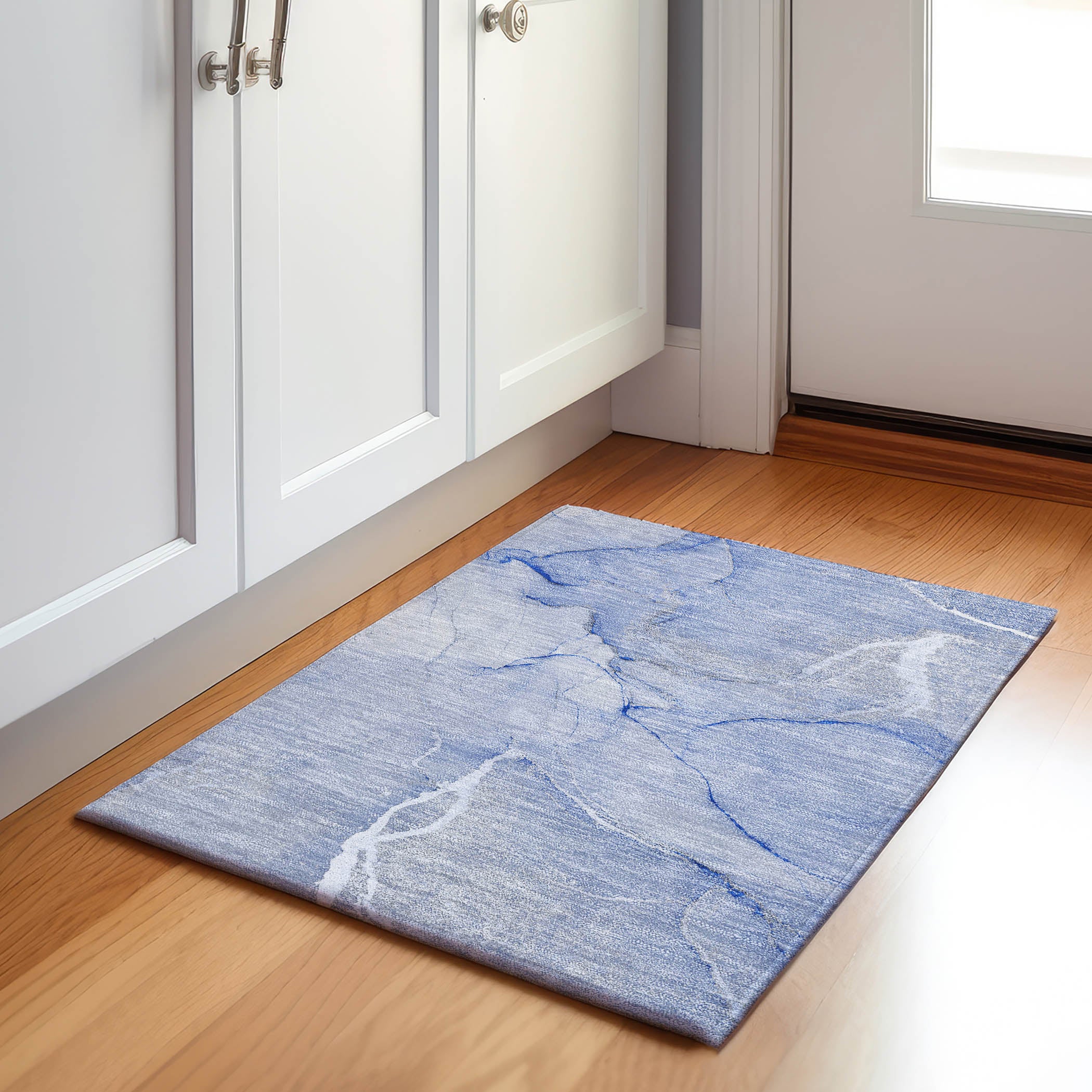 Prague Machine Washable Transitional Blue Rug 1'8" x 2'6" #shape_Rectangle