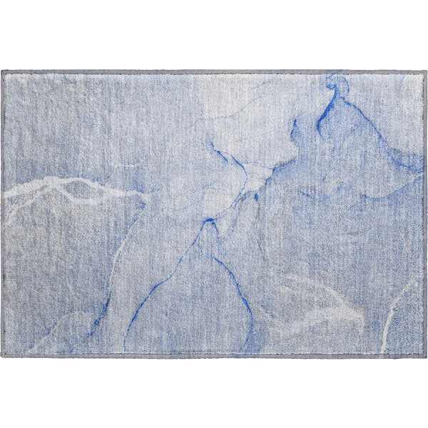 Prague Machine Washable Transitional Blue Rug 1'8" x 2'6"