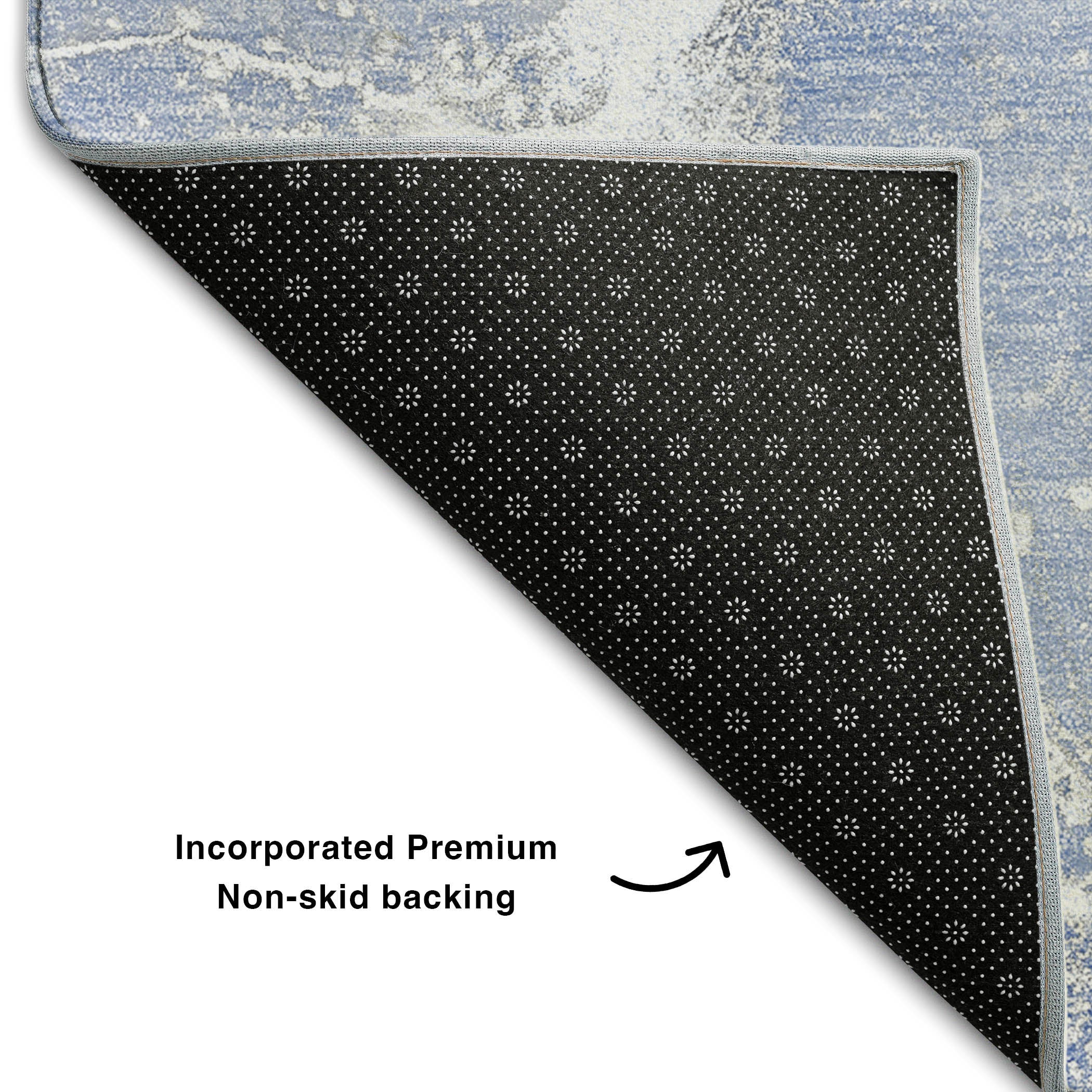 Prague Machine Washable Transitional Blue Rug 1'8" x 2'6" #shape_Rectangle