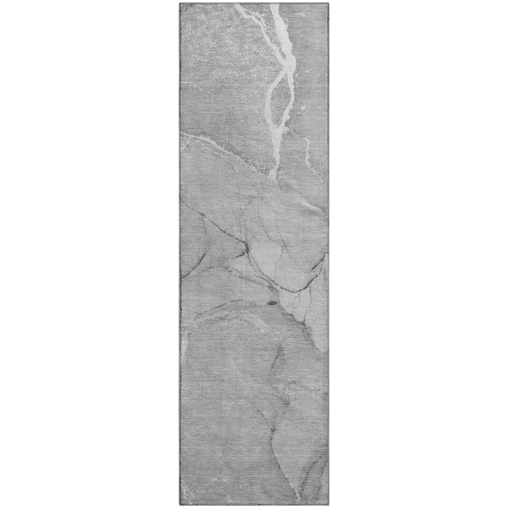 Prague Machine Washable Transitional Gray Rug 2'3" x 7'6" #shape_Runner
