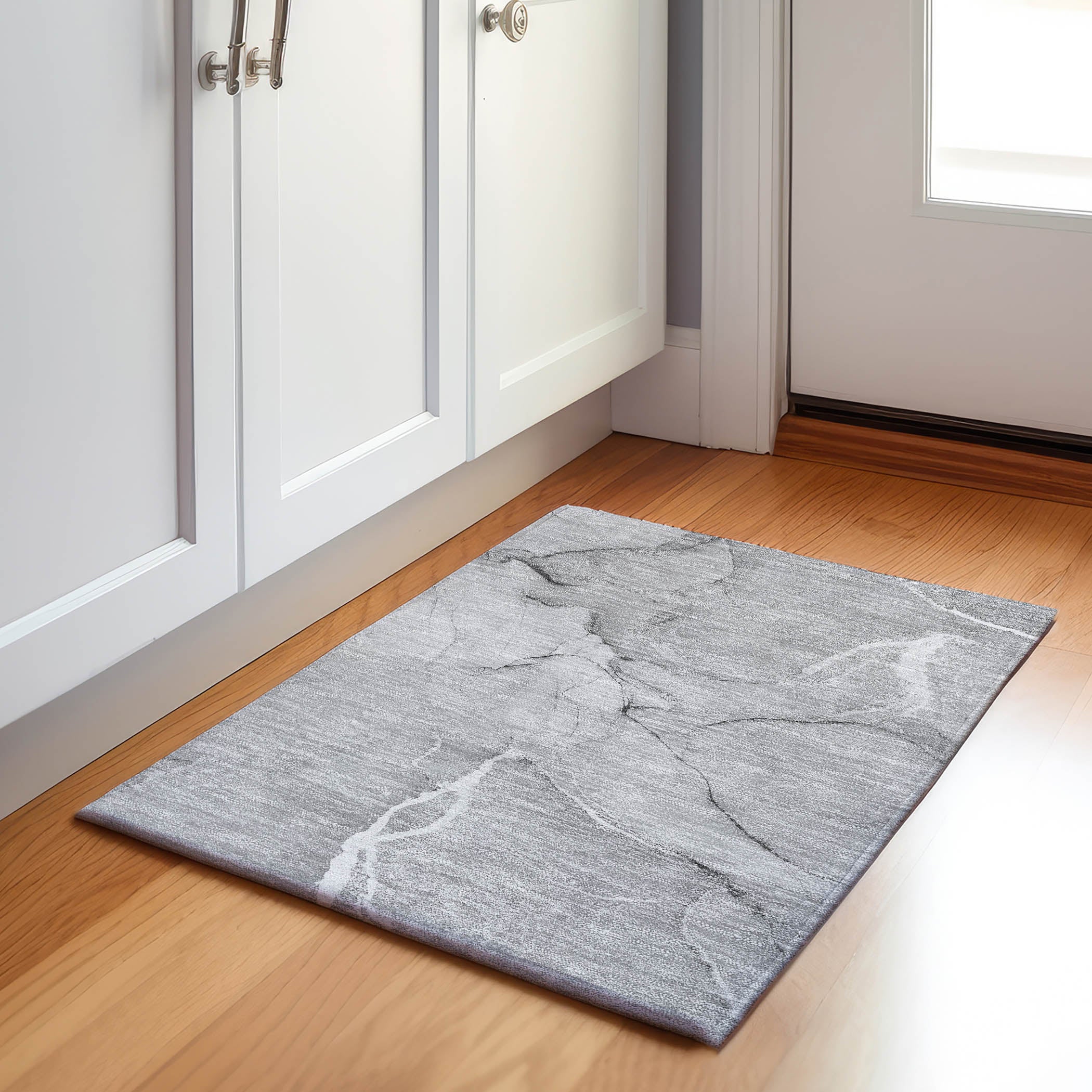 Prague Machine Washable Transitional Gray Rug 1'8" x 2'6" #shape_Rectangle
