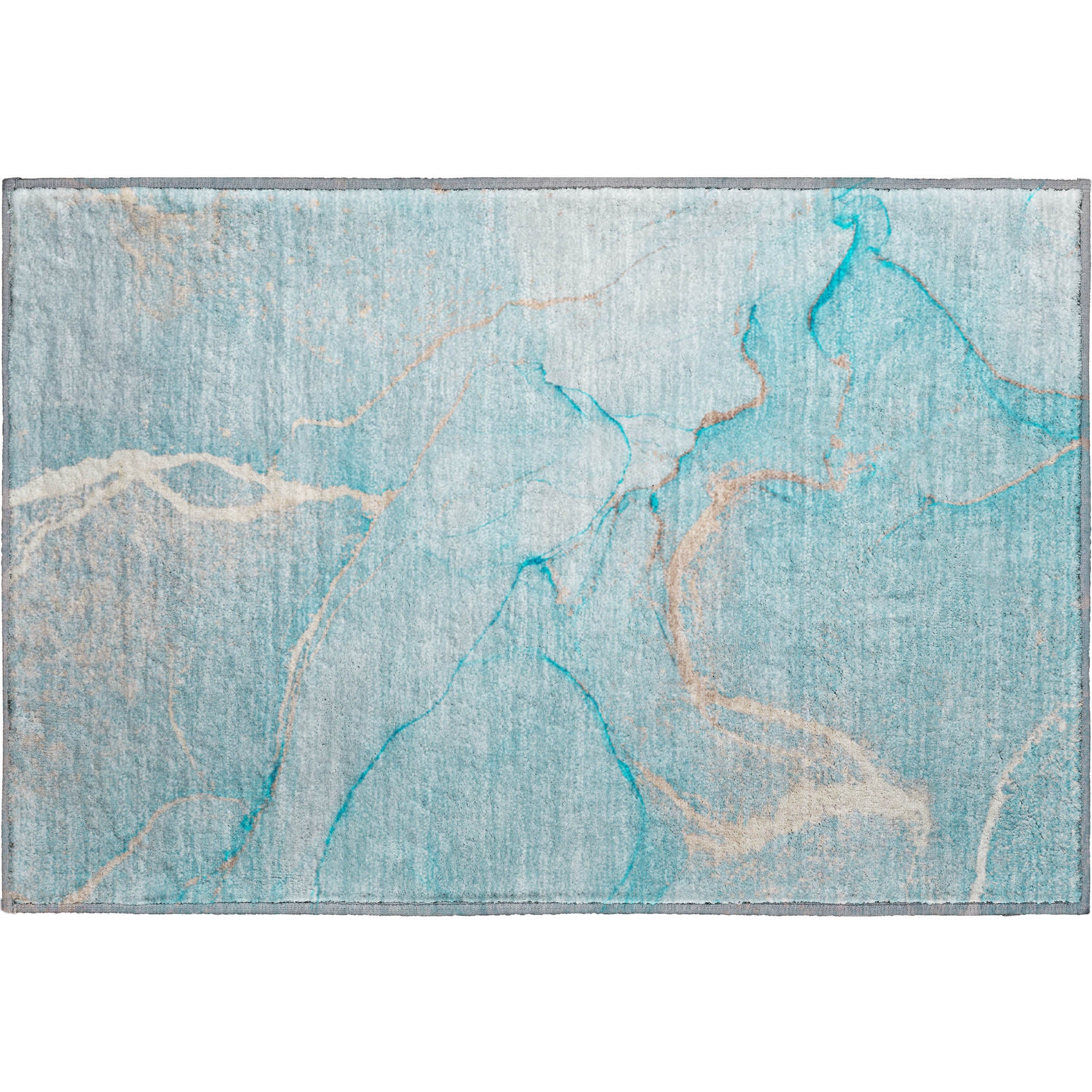 Prague Machine Washable Transitional Teal Rug 1'8" x 2'6" #shape_Rectangle