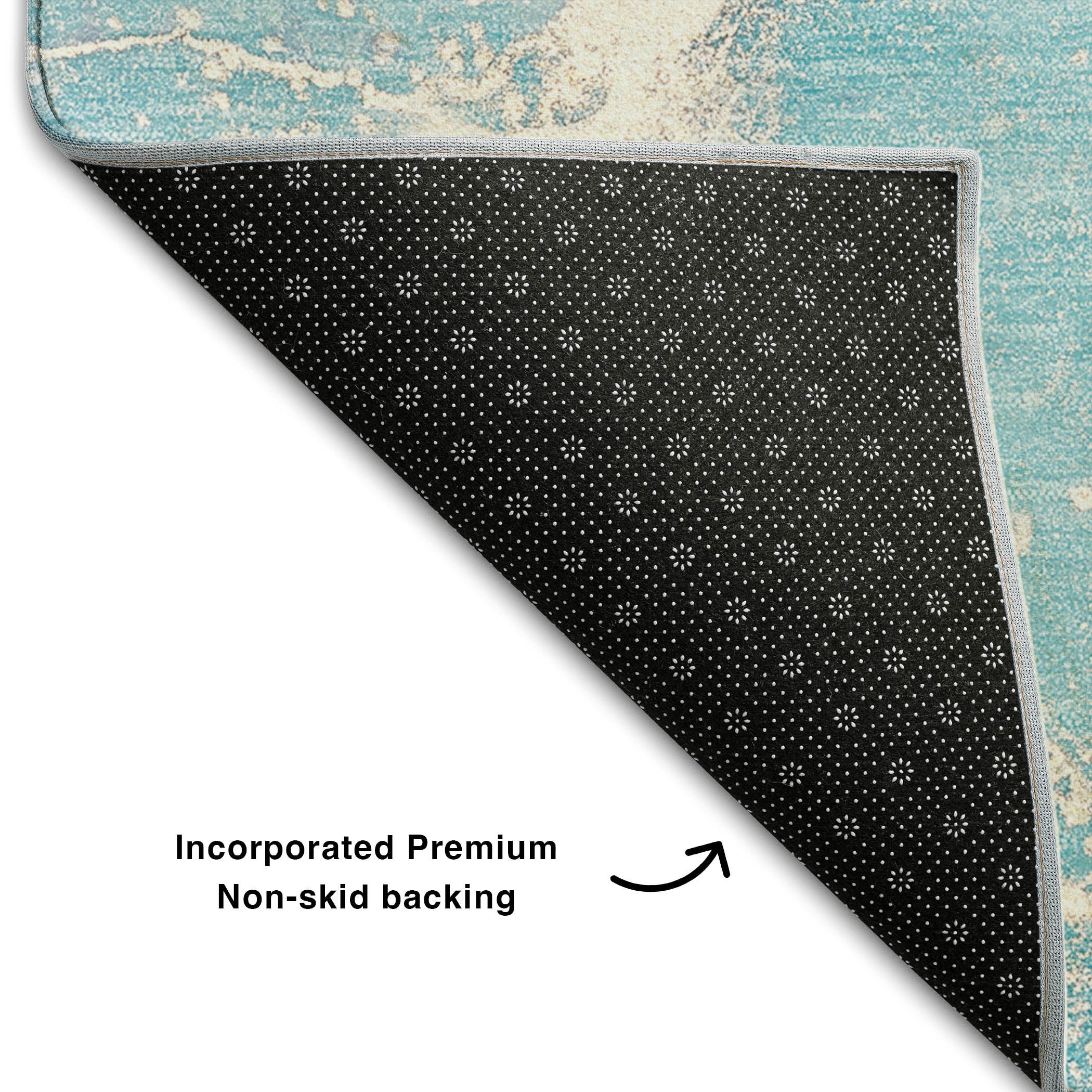 Prague Machine Washable Transitional Teal Rug 1'8" x 2'6" #shape_Rectangle