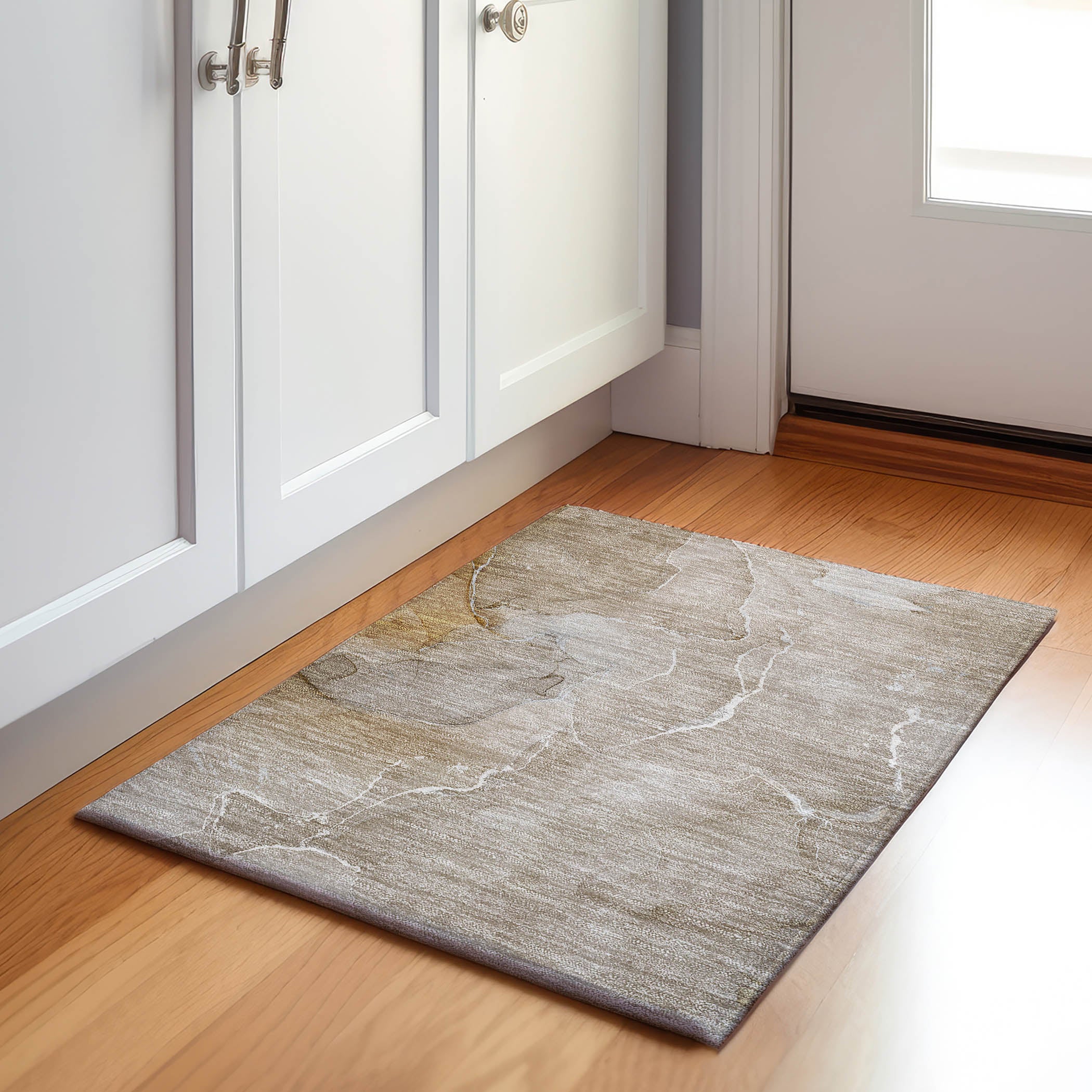 Cairo Machine Washable Transitional Beige Brown Rug 1'8" x 2'6" #shape_Rectangle