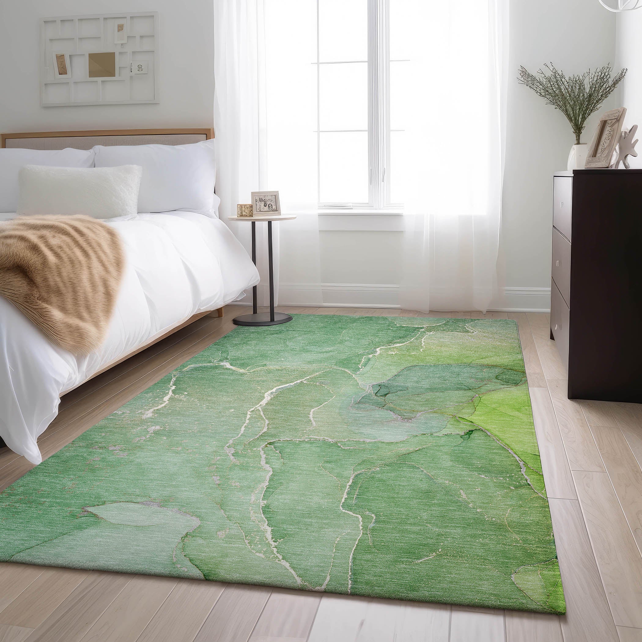 Cairo Machine Washable Transitional Green Rug 2'6" x 3'10" #shape_Rectangle