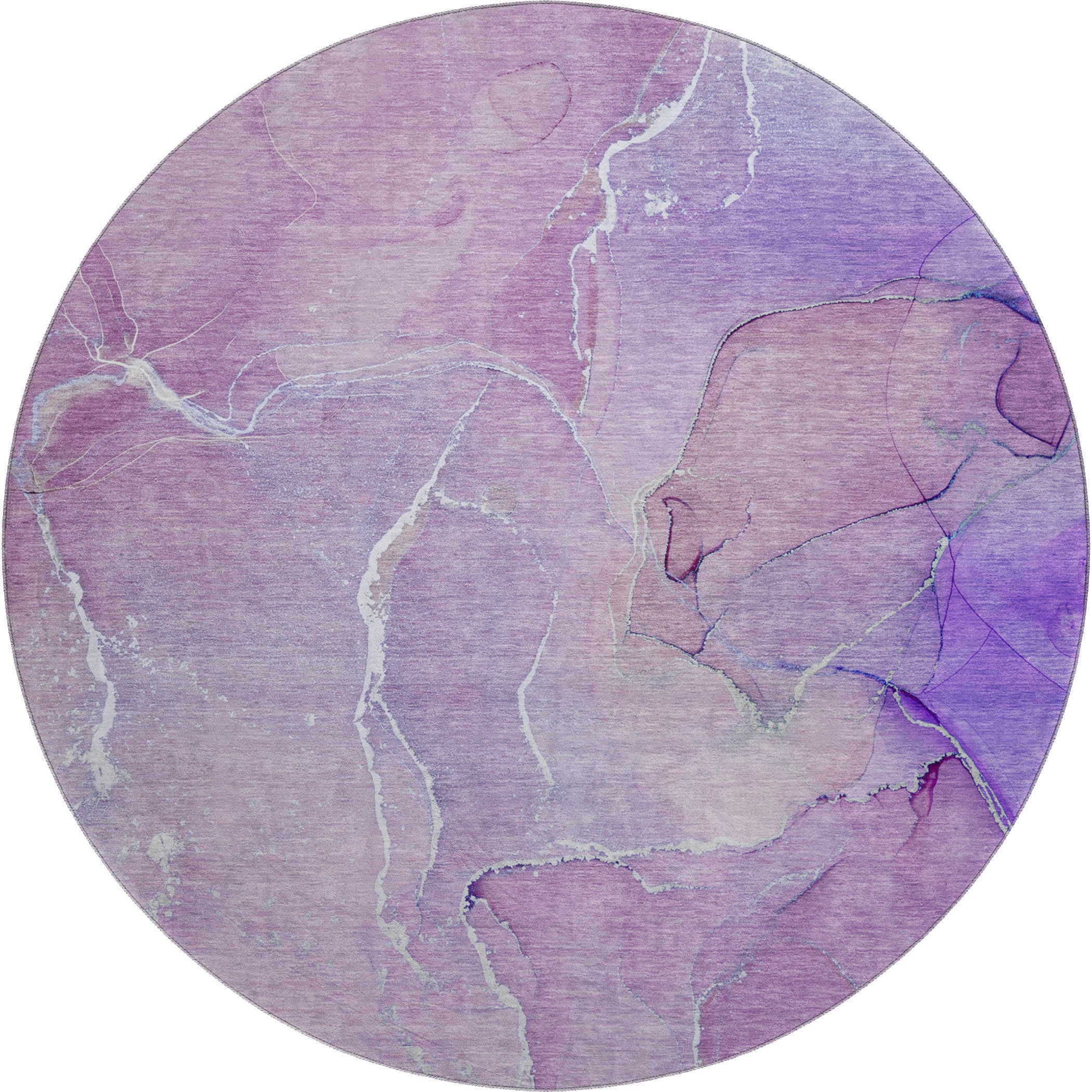 Cairo Machine Washable Transitional Purple Rug 8' x 8' #shape_Round